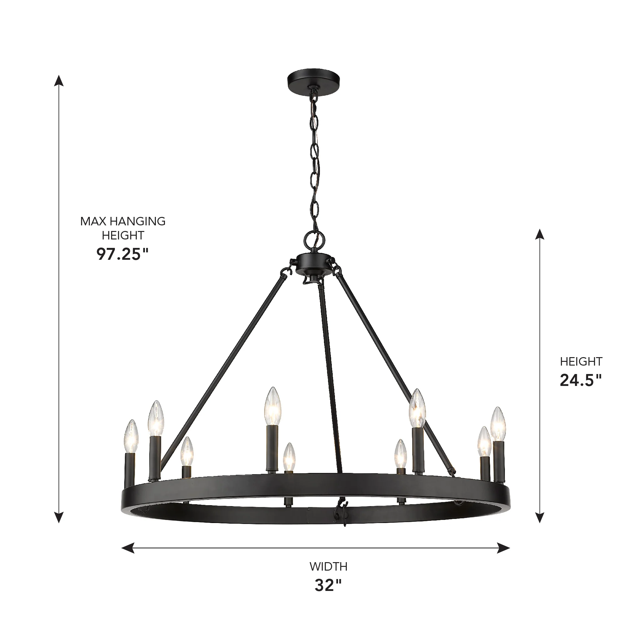 Alastair 9-light Chandelier in Matte Black - Image 3