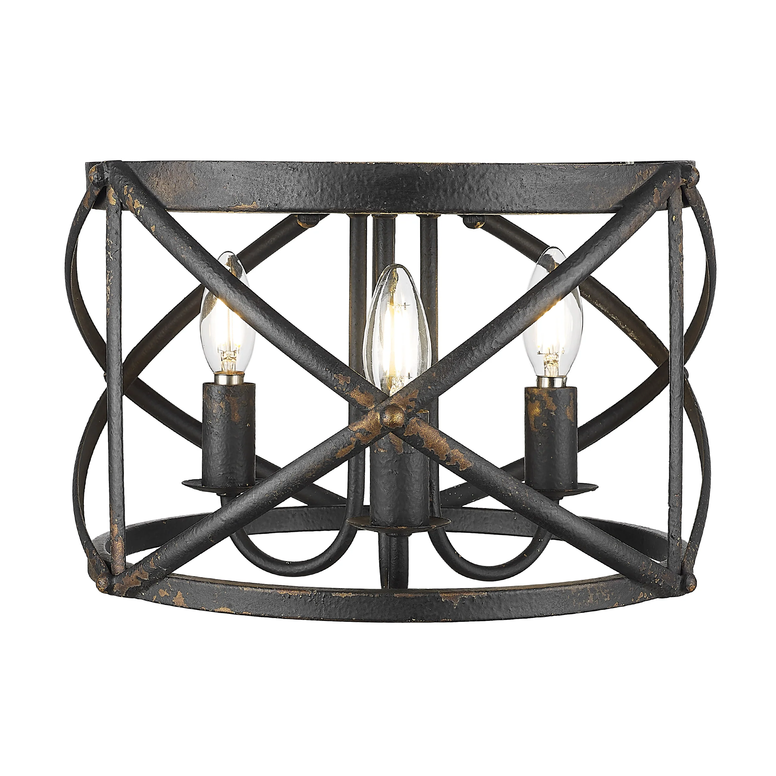 Alcott 3-light Flush Mount in Antique Black Iron - Image 2