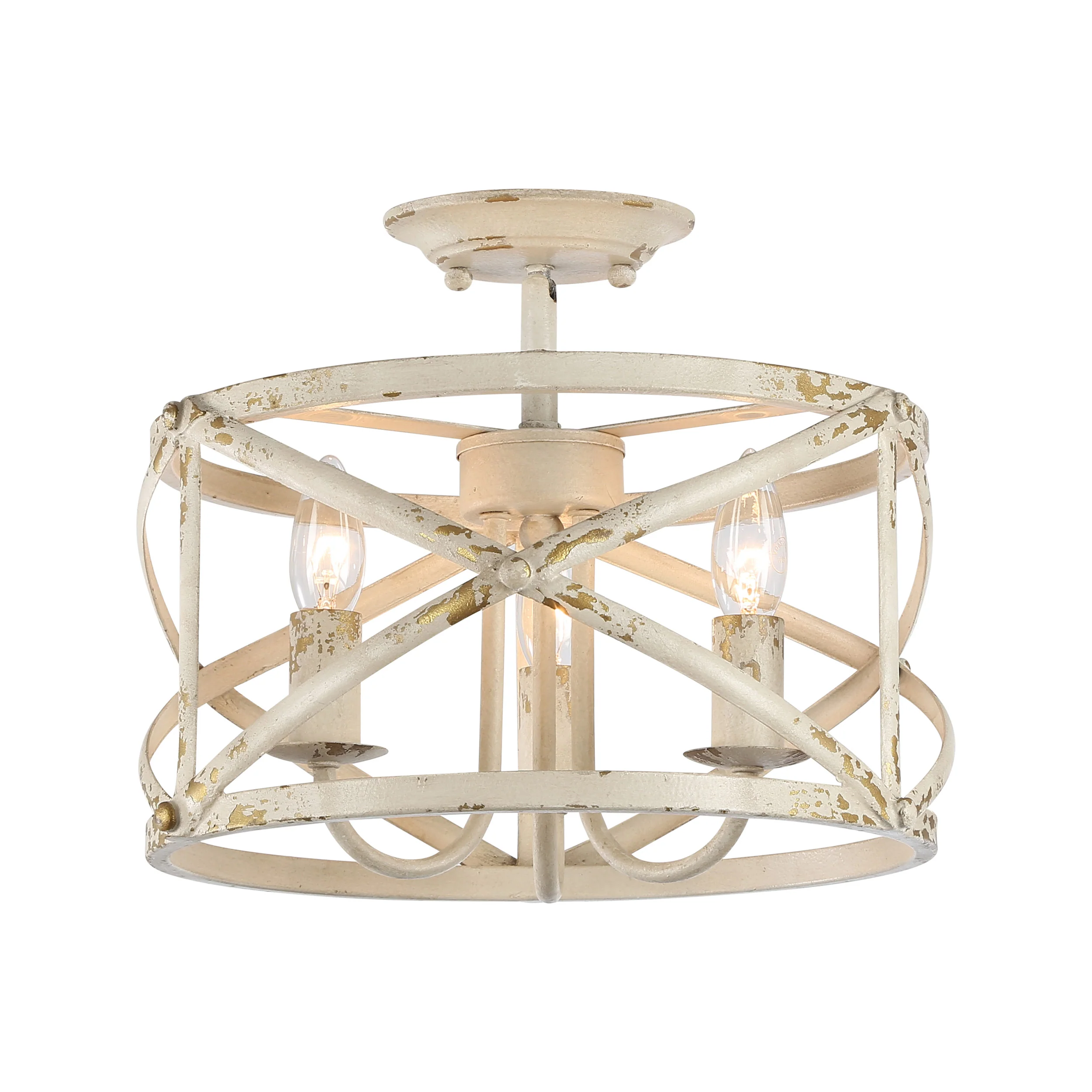 Alcott 3-light Semi-Flush Mount in Antique Ivory
