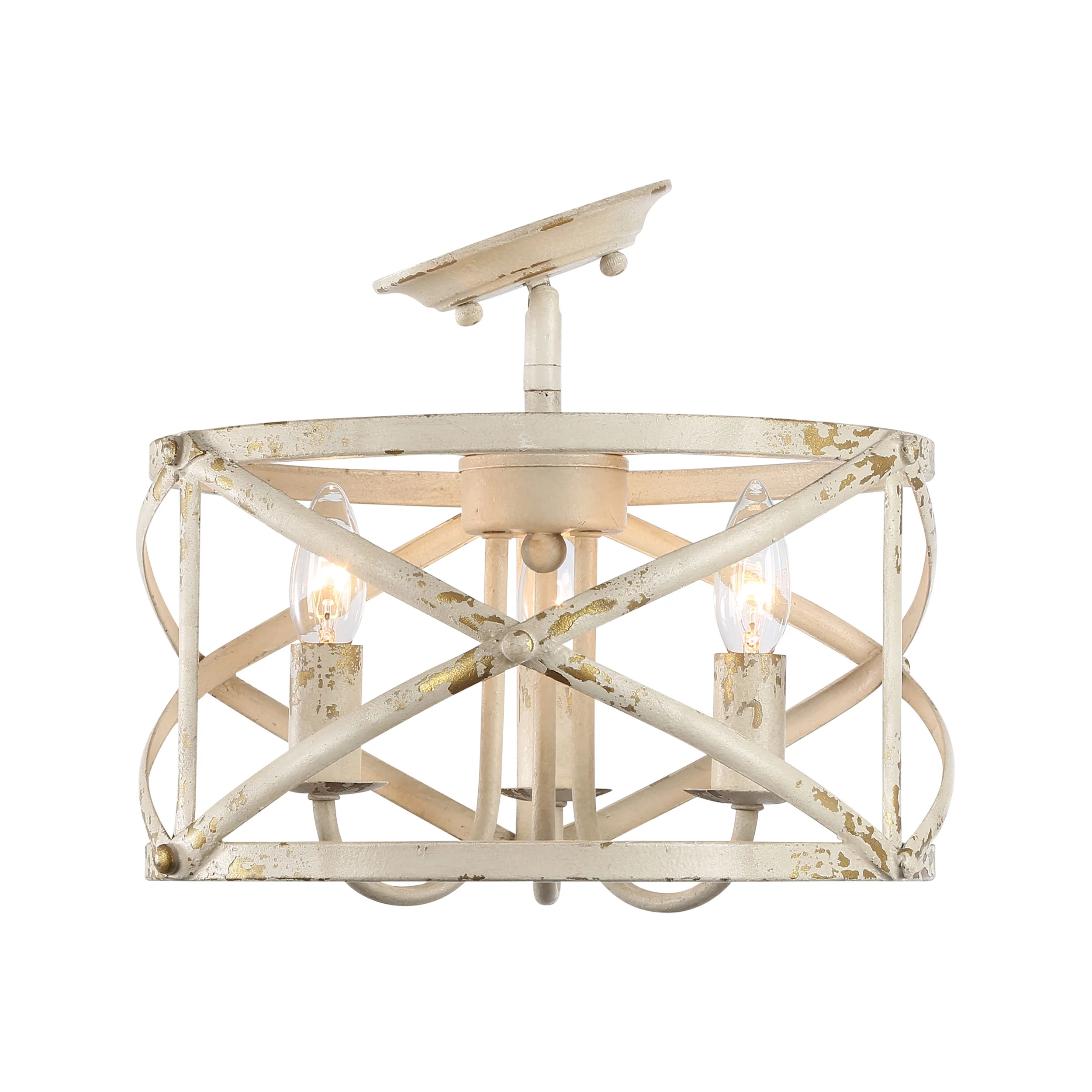 Alcott 3-light Semi-Flush Mount in Antique Ivory - Image 2