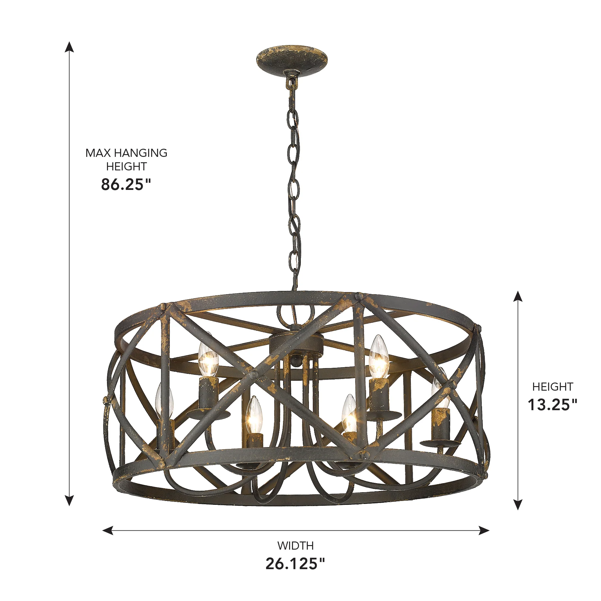 Alcott 6-light Chandelier in Antique Black Iron - Image 5