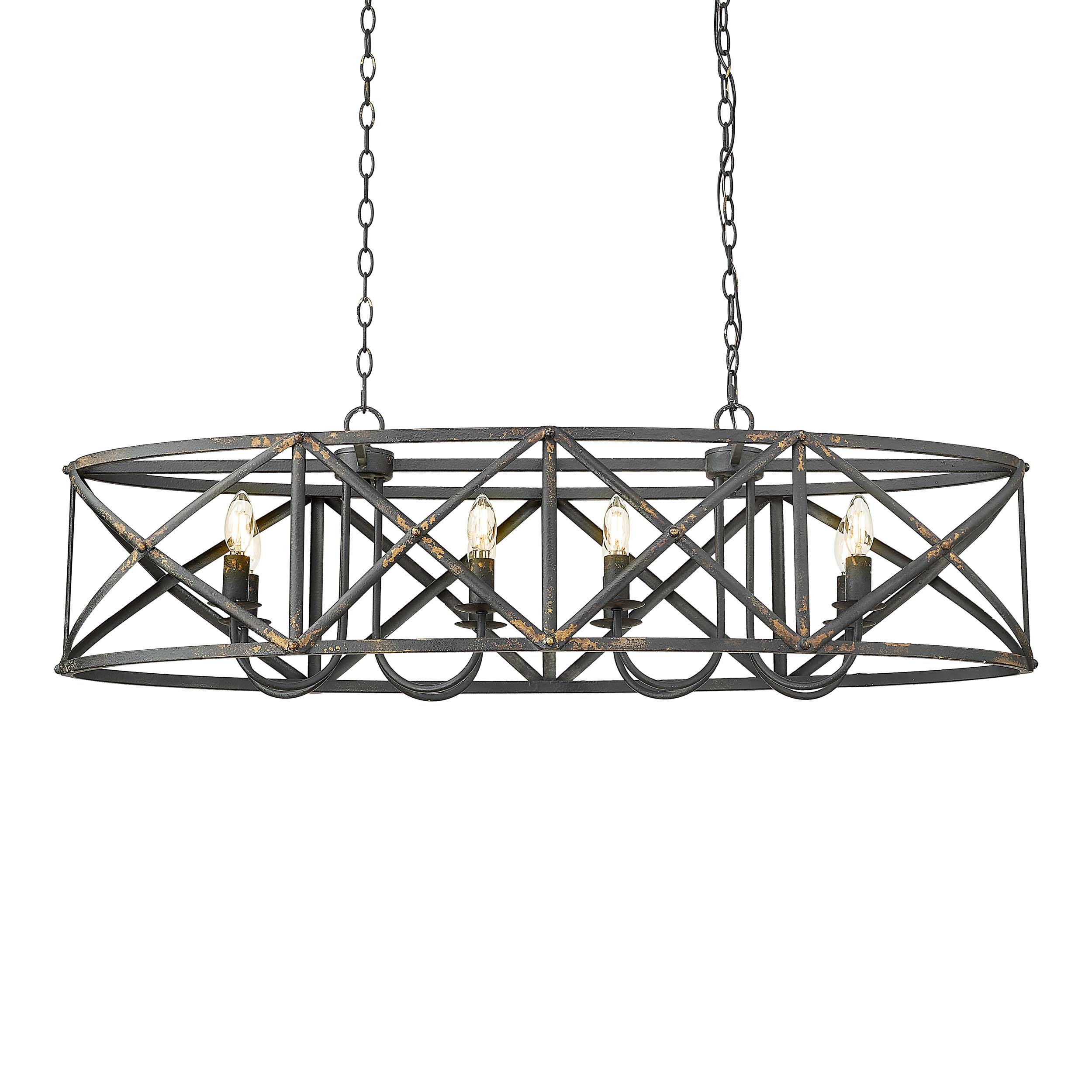 Alcott 8-light Island Light in Antique Black Iron