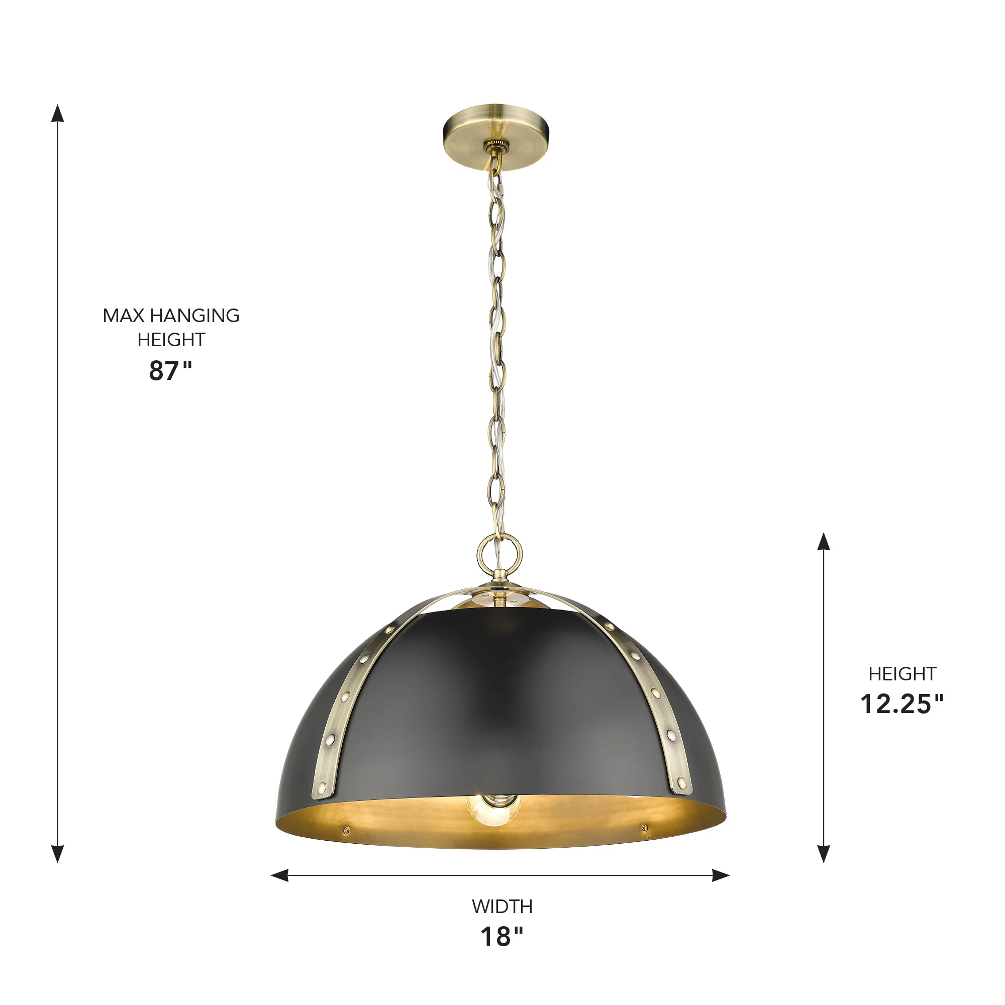 Aldrich 3-light Pendant in Aged Brass - Image 6