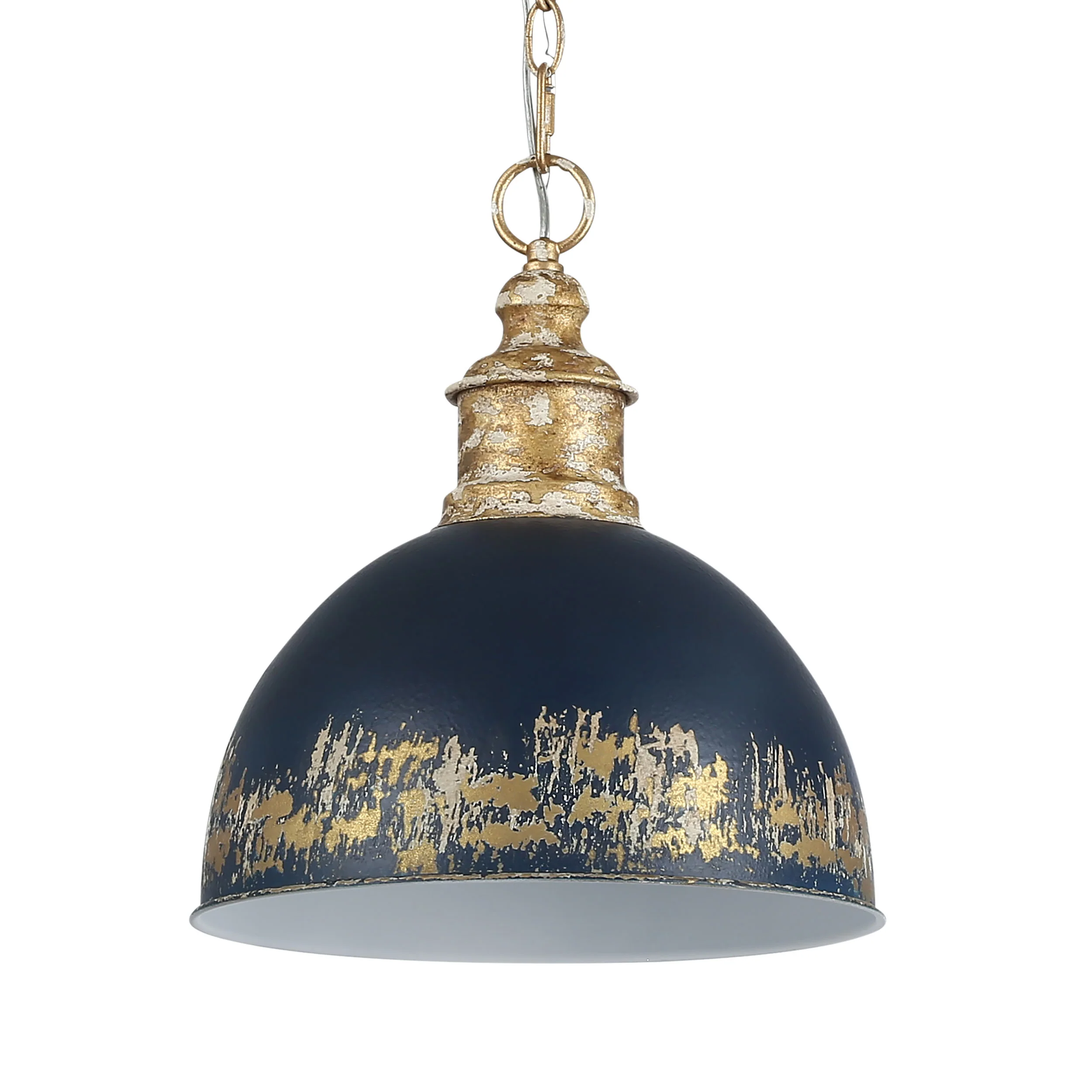 Alison 1-light Pendant in Vintage Gold and Antique Matte Navy shade