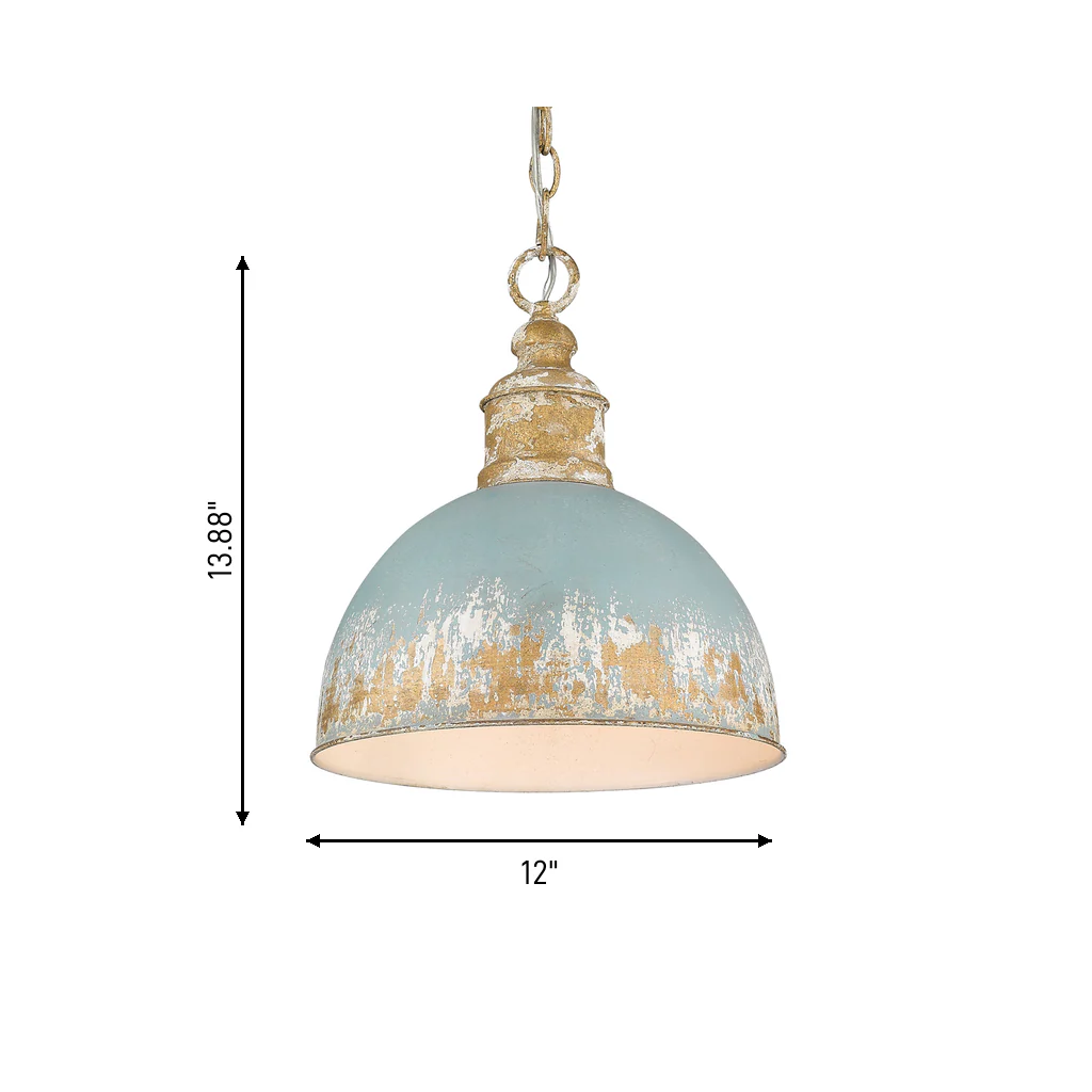 Alison 1-light Pendant in Vintage Gold and Antique Teal shade - Image 5