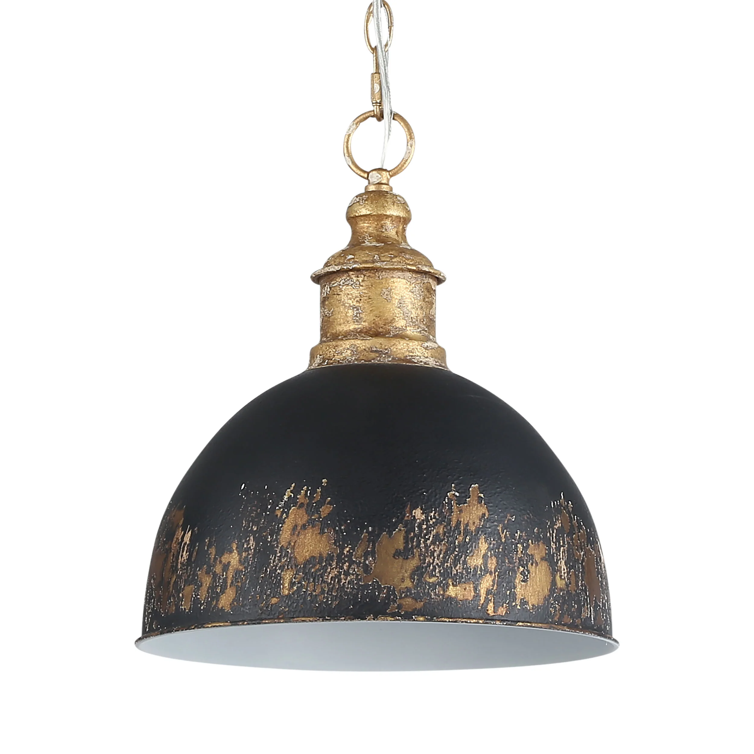 Alison 1-light Pendant in Vintage Gold and Weathered Black Iron shade
