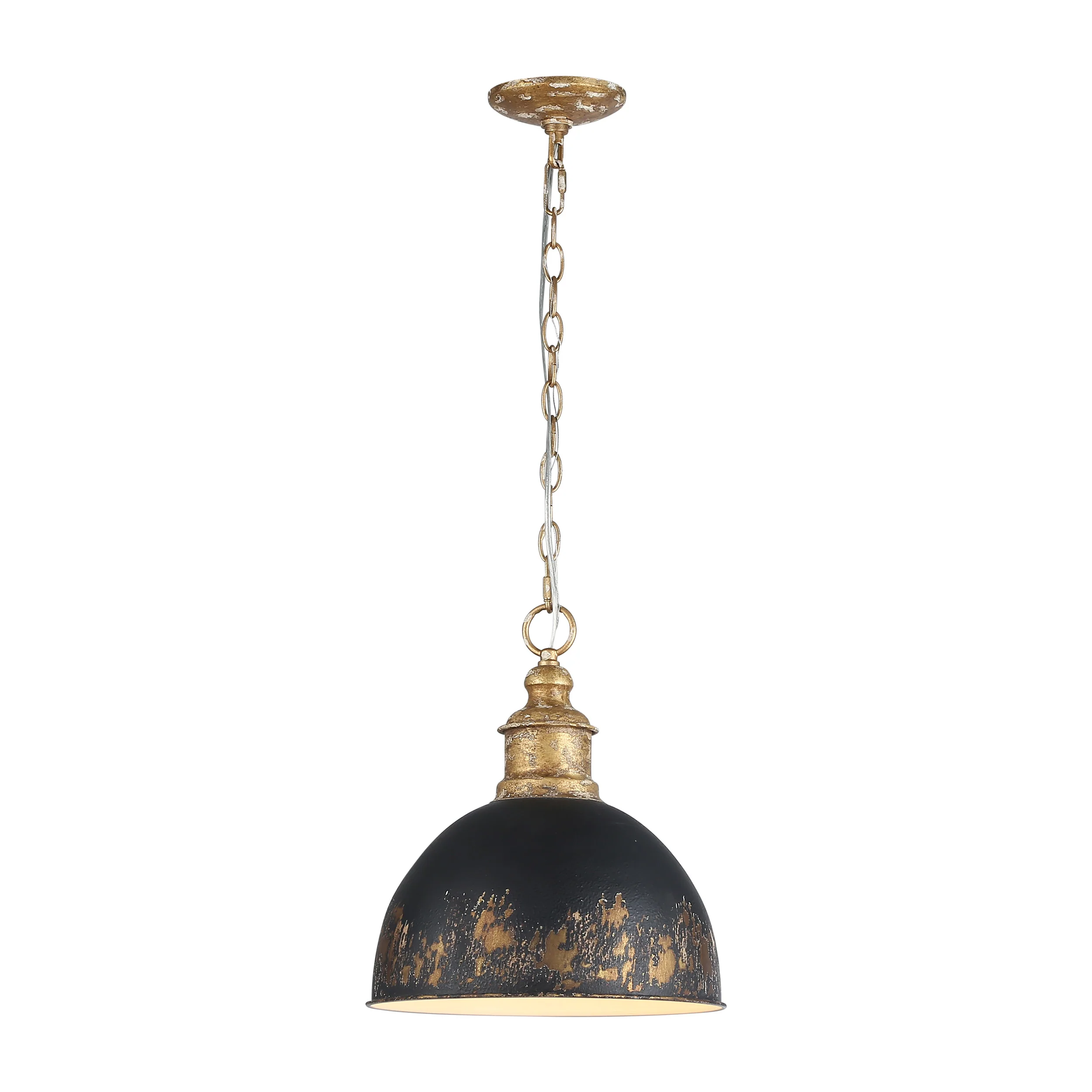 Alison 1-light Pendant in Vintage Gold and Weathered Black Iron shade - Image 2