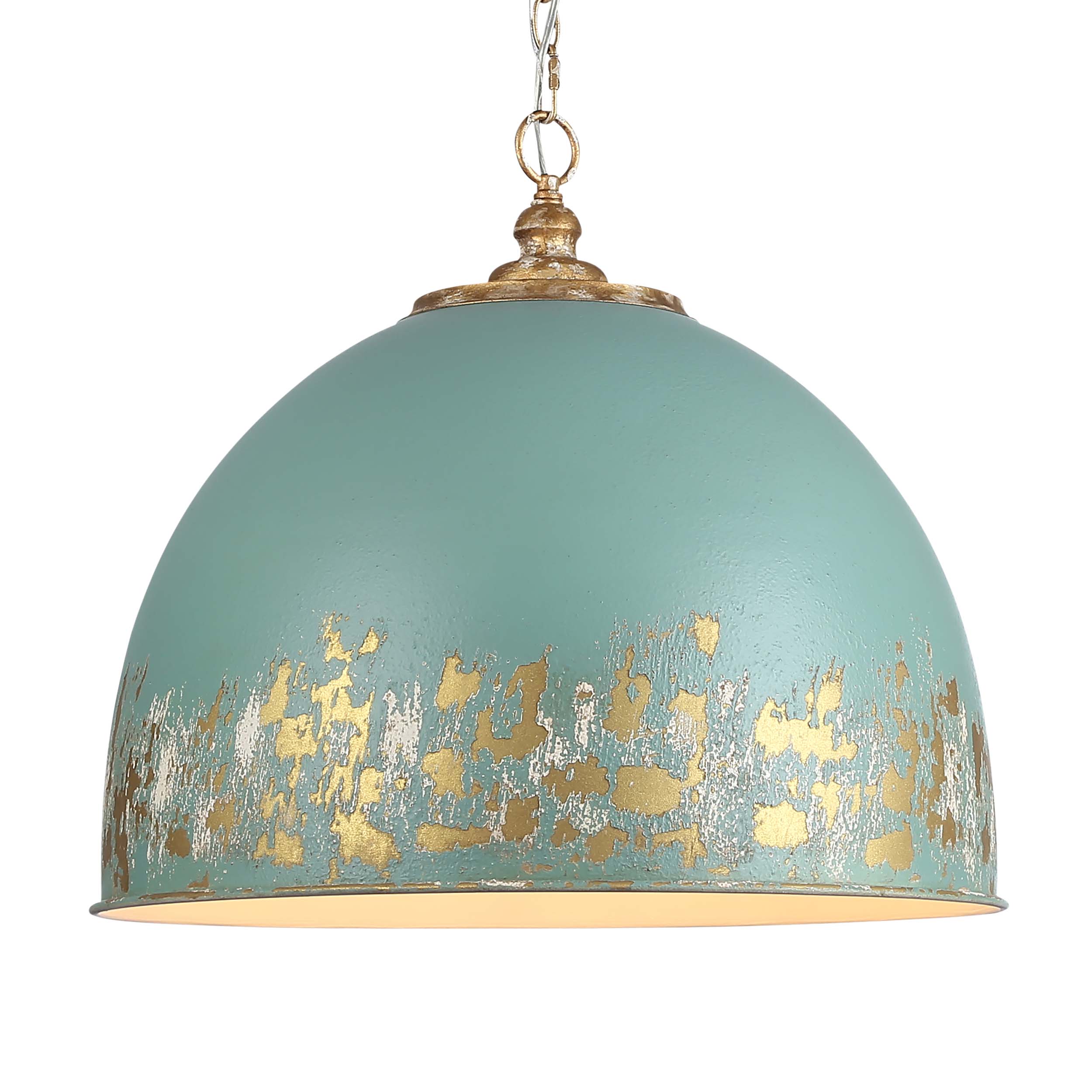 Alison 5-light Pendant in Vintage Gold and Antique Teal shade