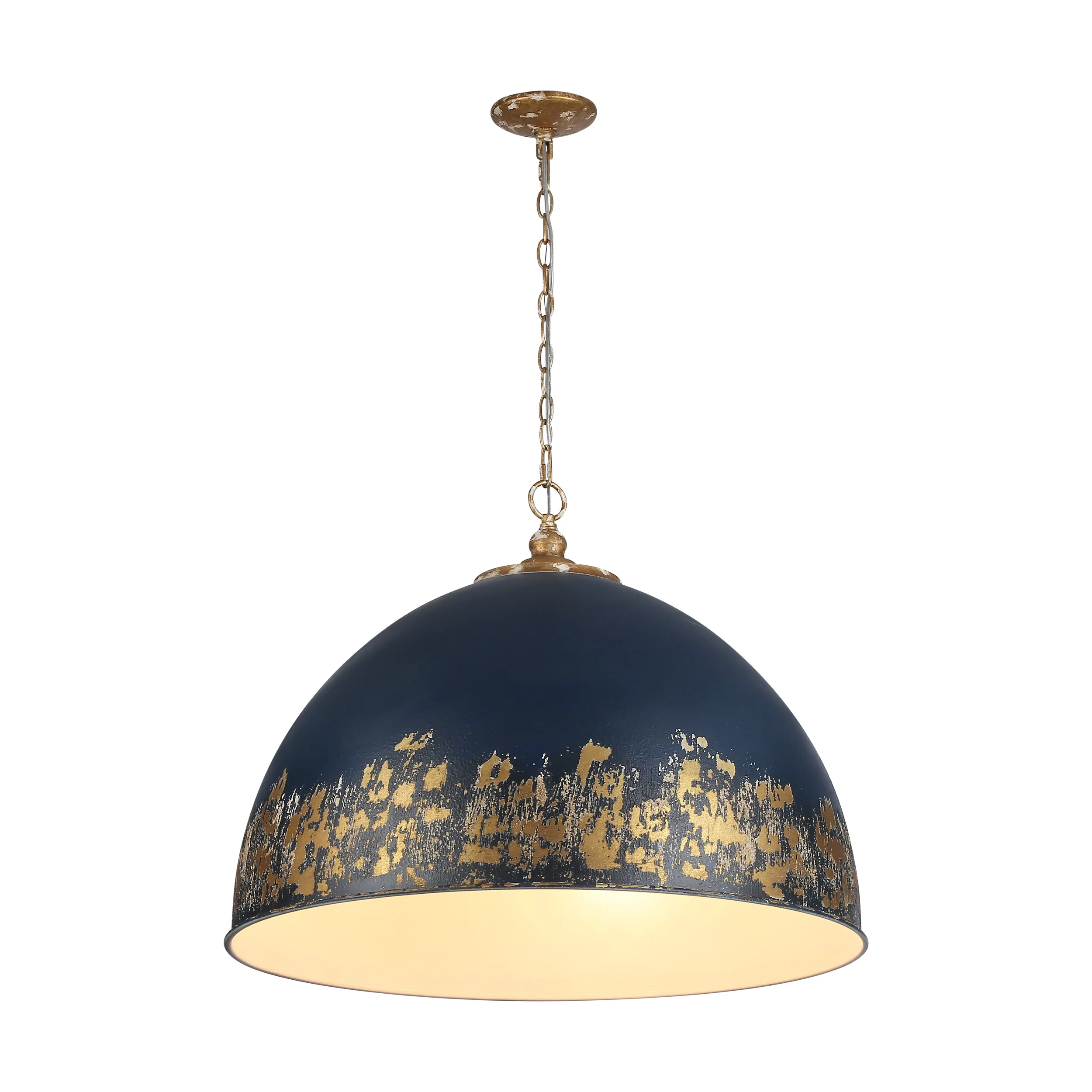 Alison 8-light Pendant in Vintage Gold and Antique Matte Navy shade - Image 4