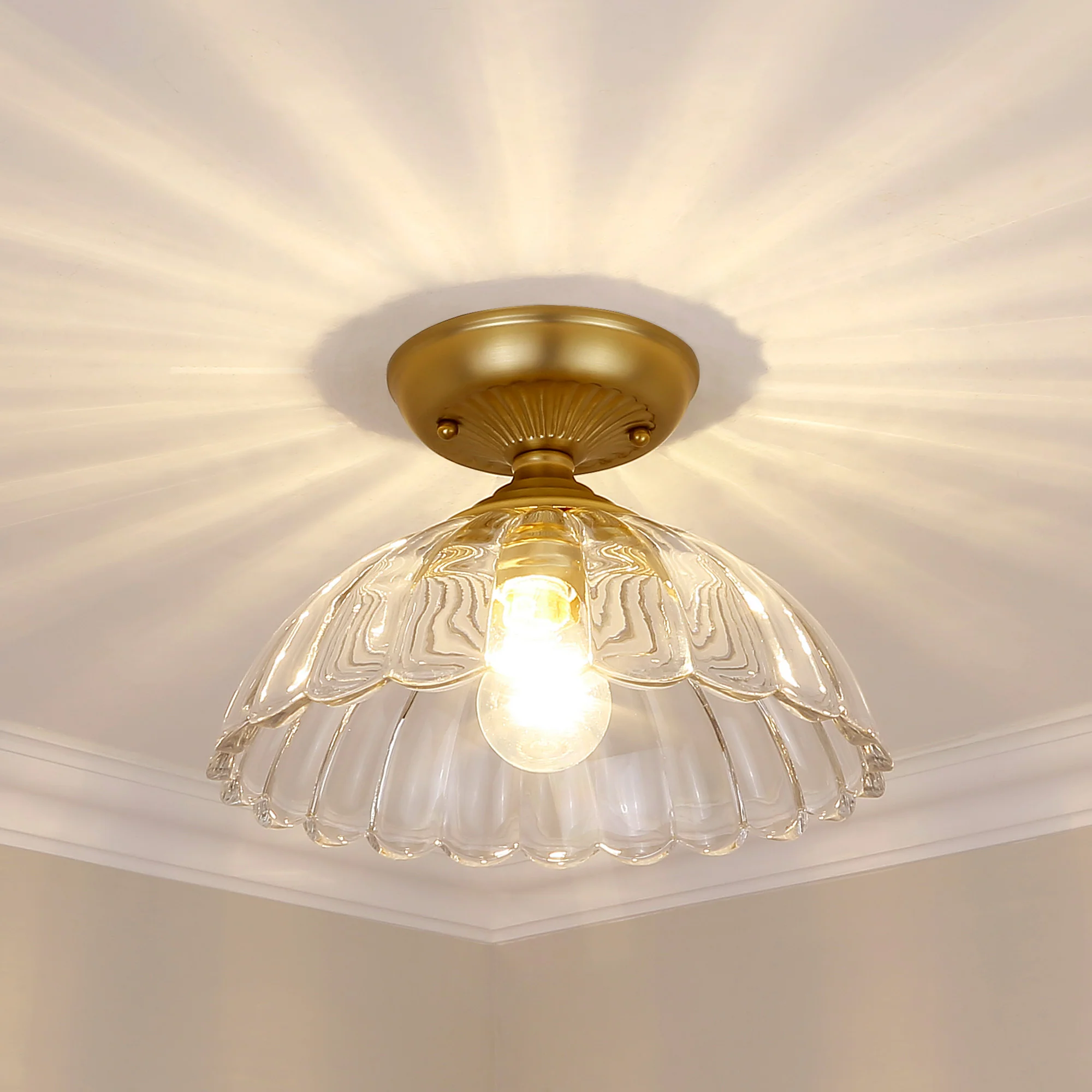 Audra 1-light 12in Semi-Flush Mount in Brushed Champagne Brass - Image 3