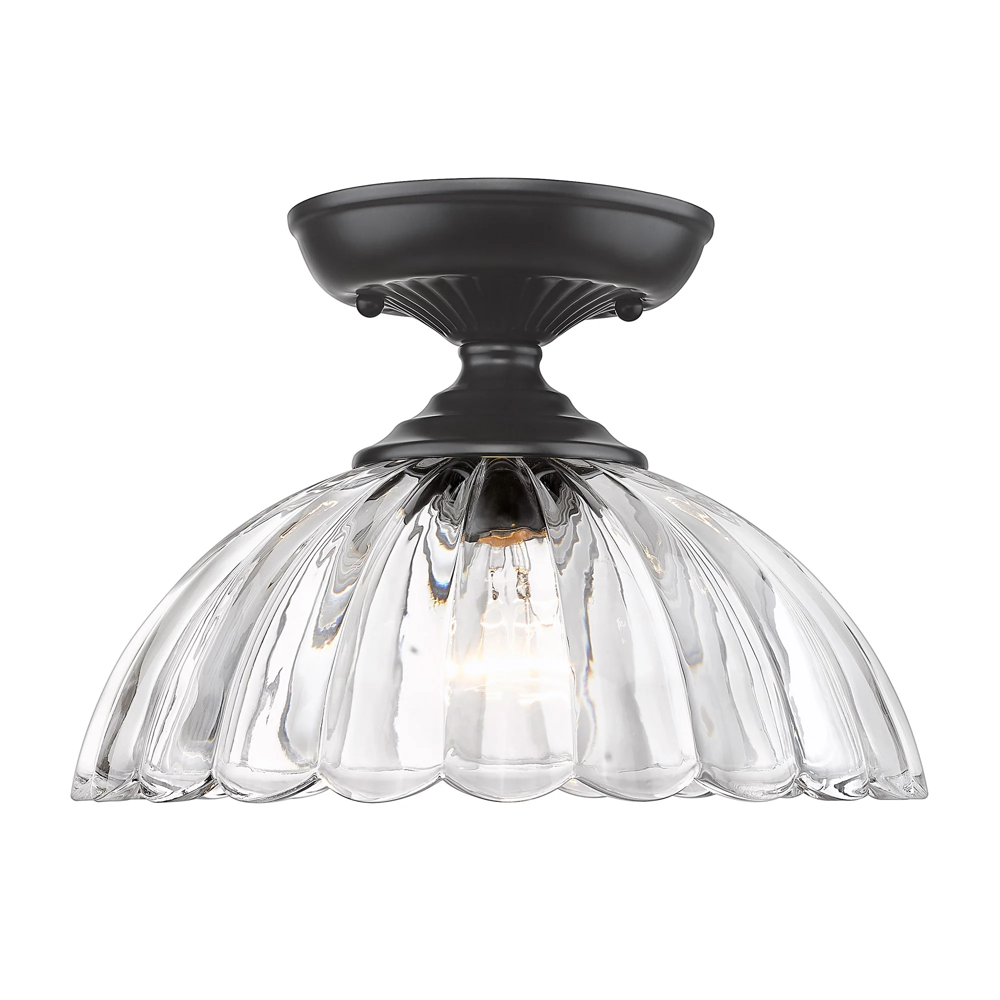 Audra 1-light 12in Semi-Flush Mount in Matte Black - Image 2