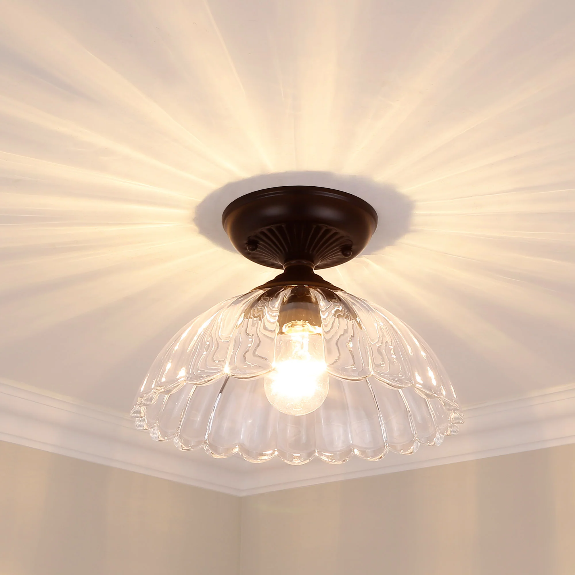 Audra 1-light 12in Semi-Flush Mount in Matte Black - Image 3