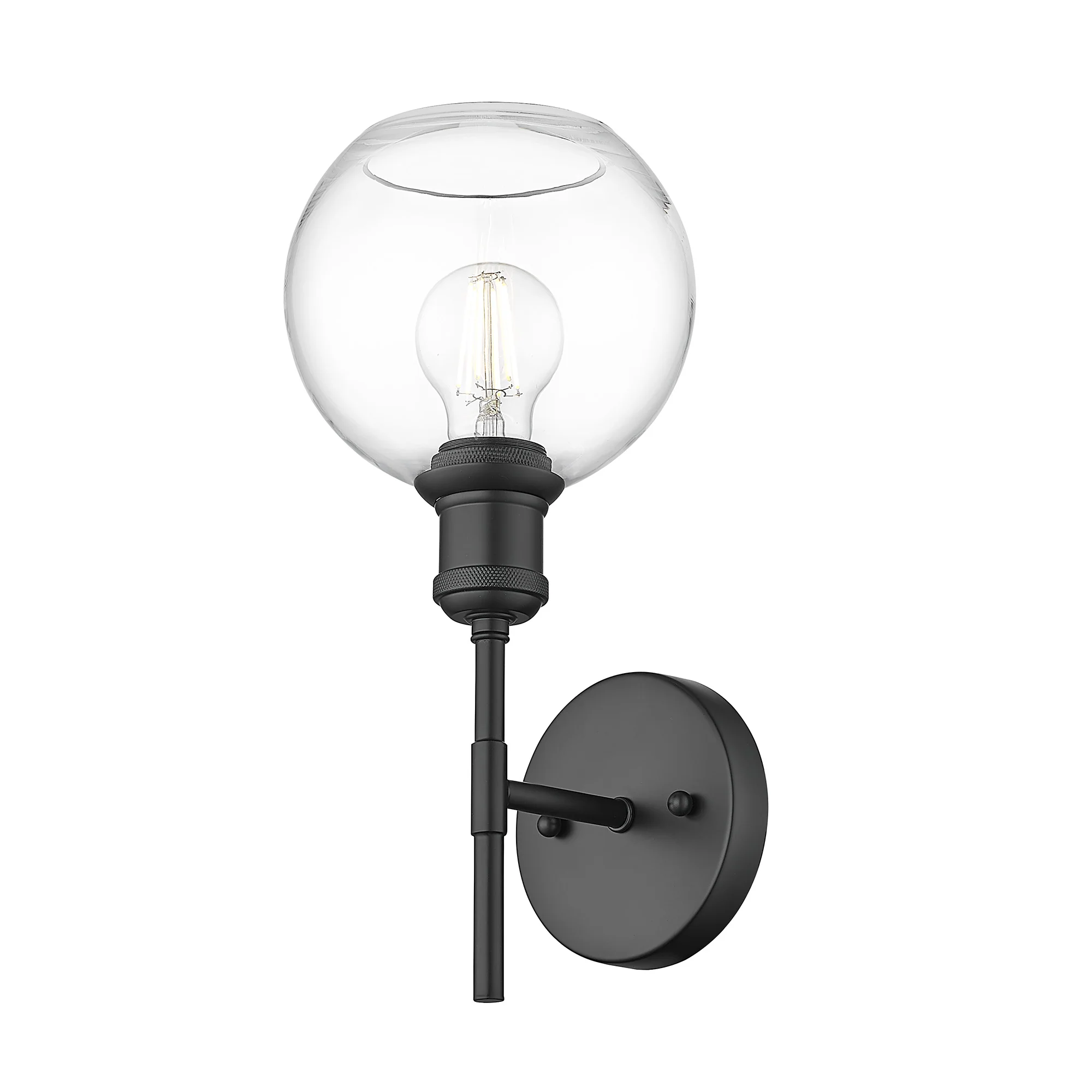 Axel 1-light Wall Sconce in Matte Black and Globe Clear Glass