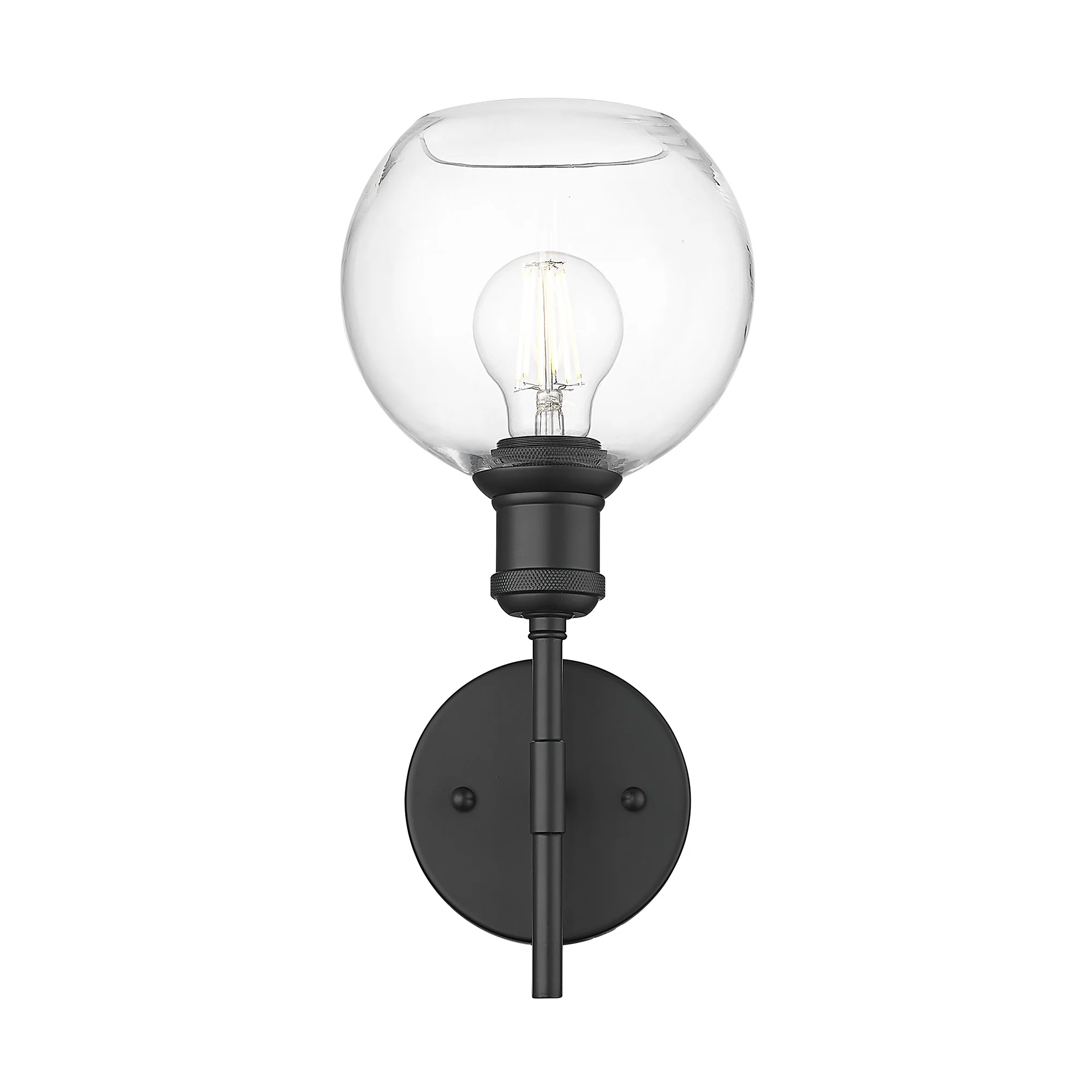 Axel 1-light Wall Sconce in Matte Black and Globe Clear Glass - Image 2