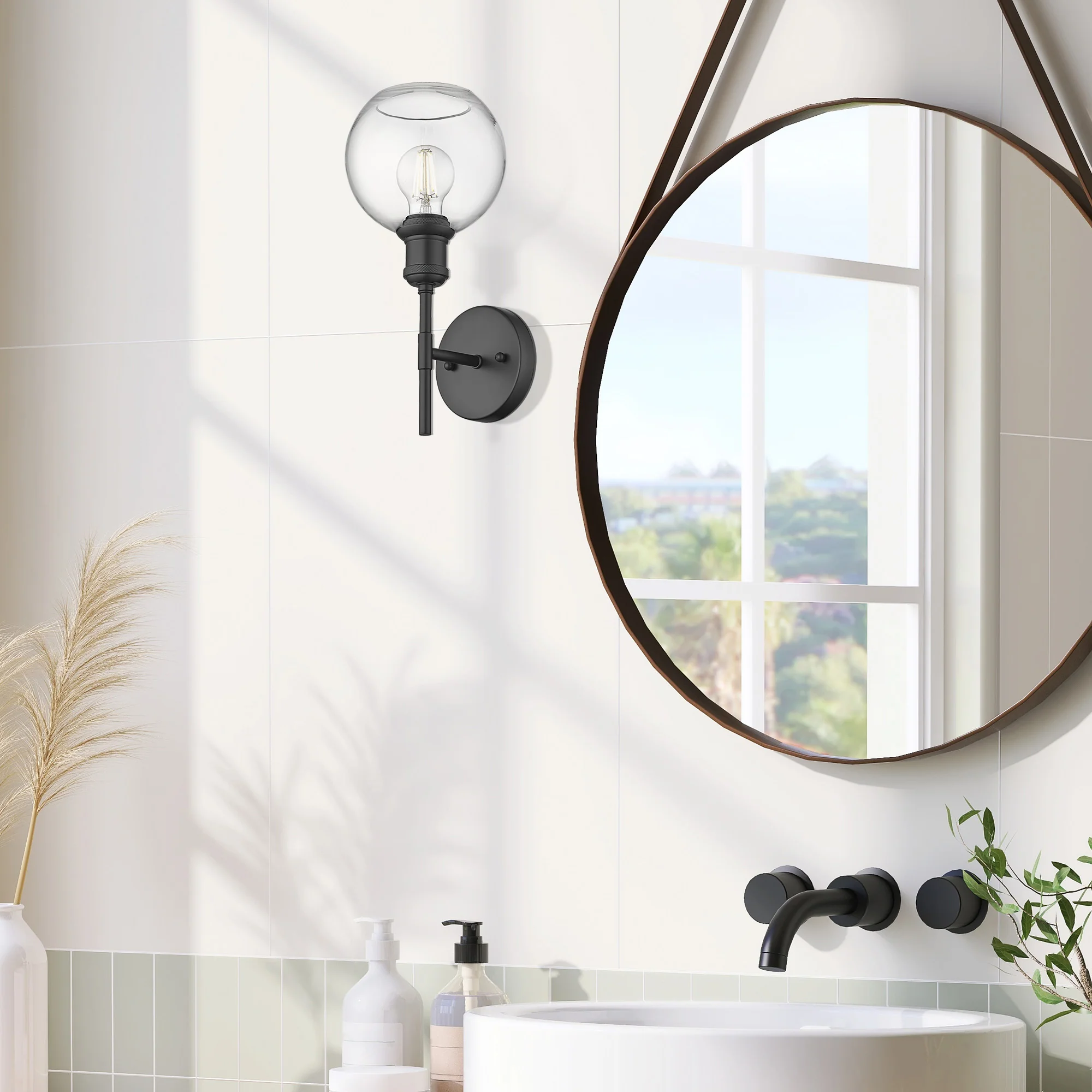 Axel 1-light Wall Sconce in Matte Black and Globe Clear Glass - Image 6