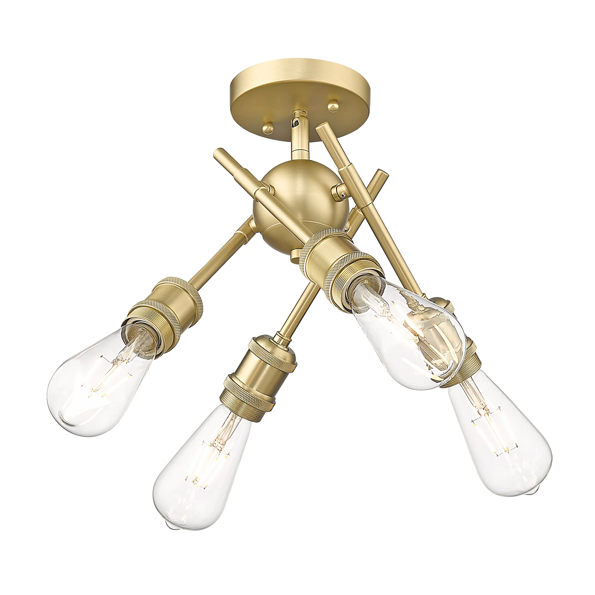 Axel 4-light Semi-Flush Mount in Brushed Champagne Brass - Image 3