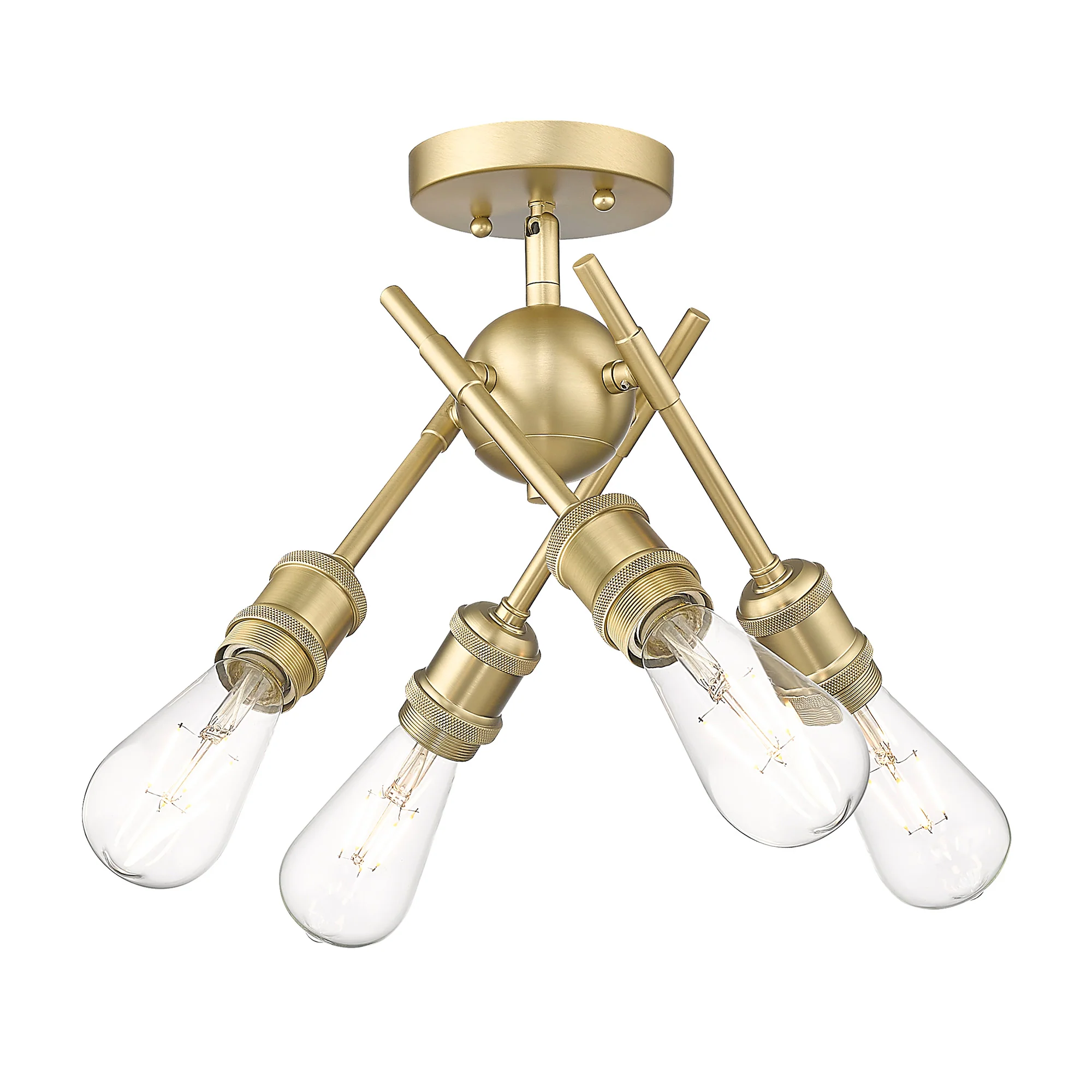 Axel 4-light Semi-Flush Mount in Brushed Champagne Brass - Image 4
