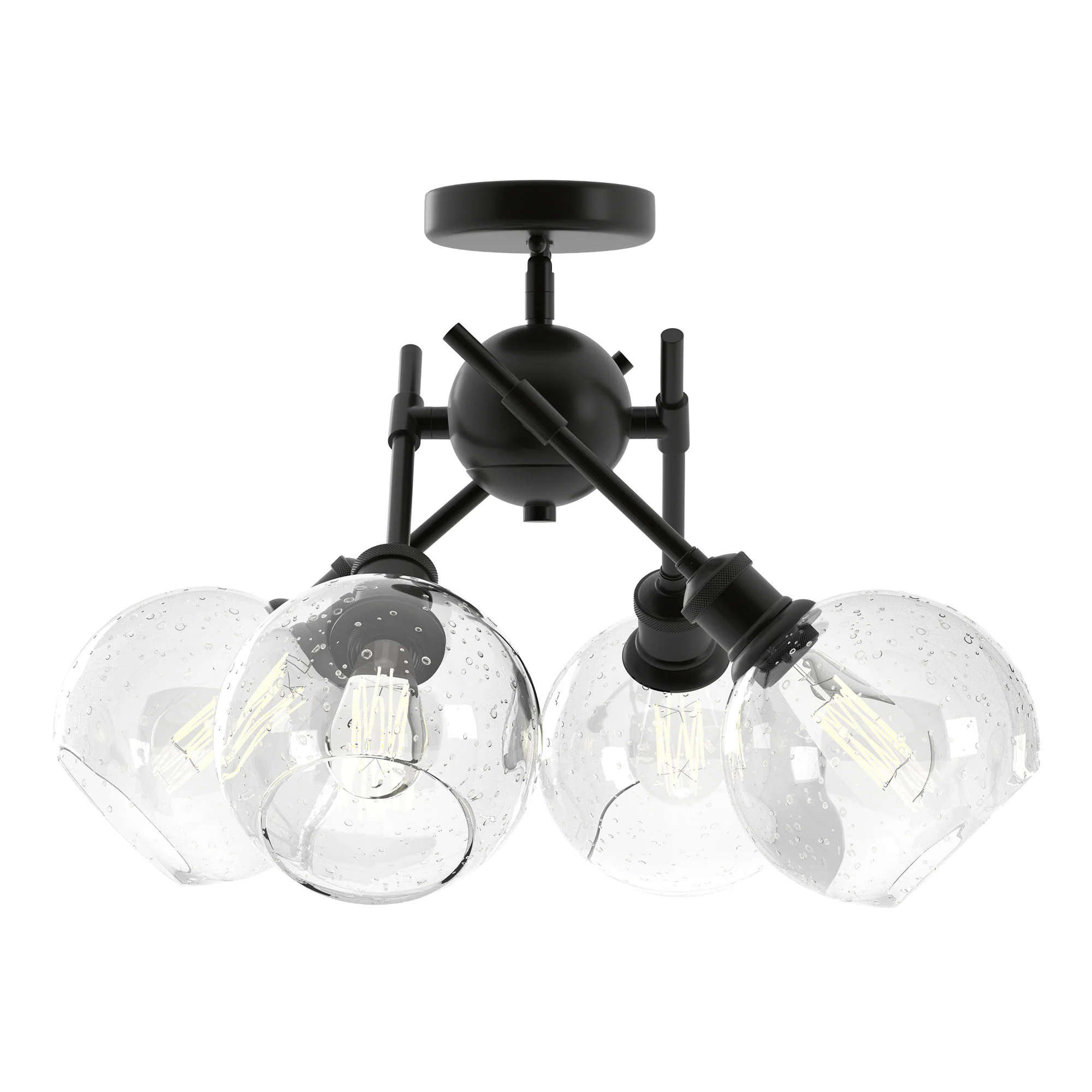 Axel 4-light Semi-Flush Mount in Matte Black and Globe Seeded Glass