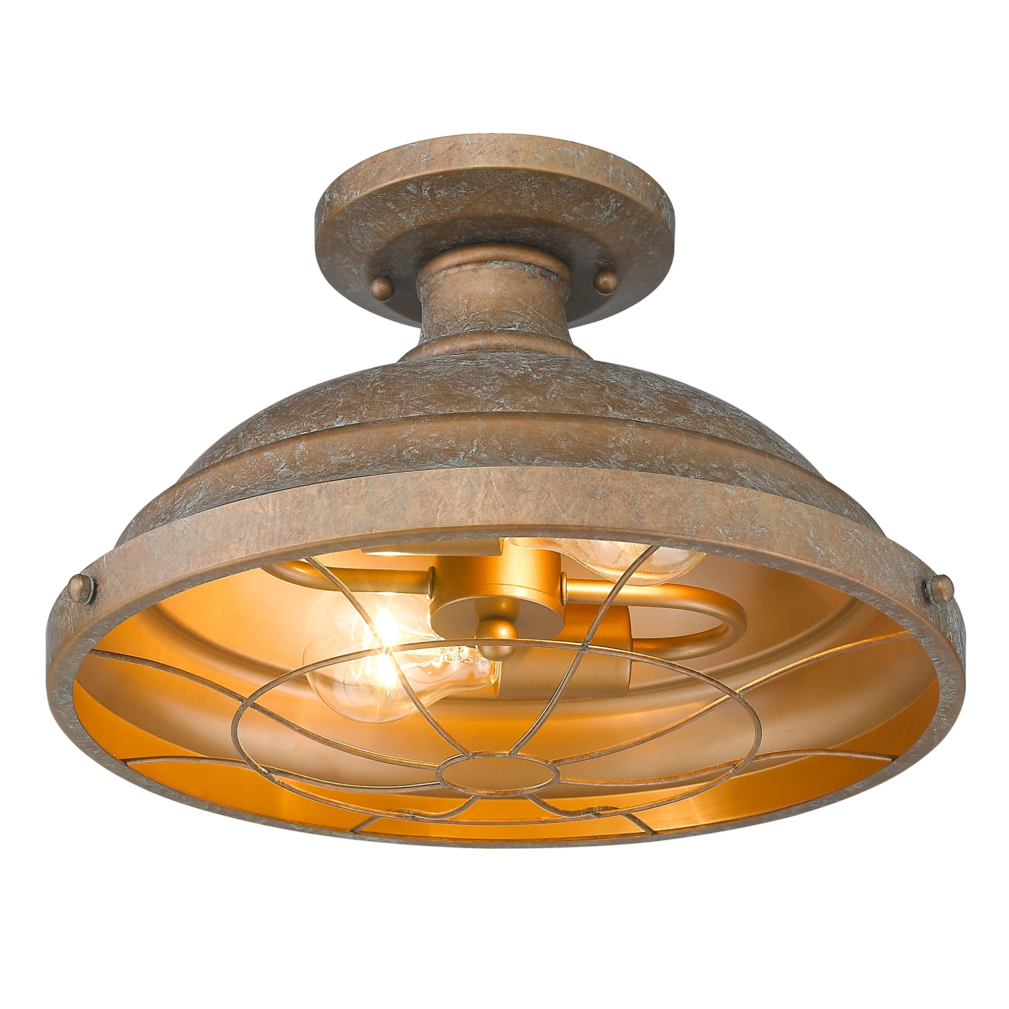 Bartlett 2-light Semi-Flush Mount in Copper Patina