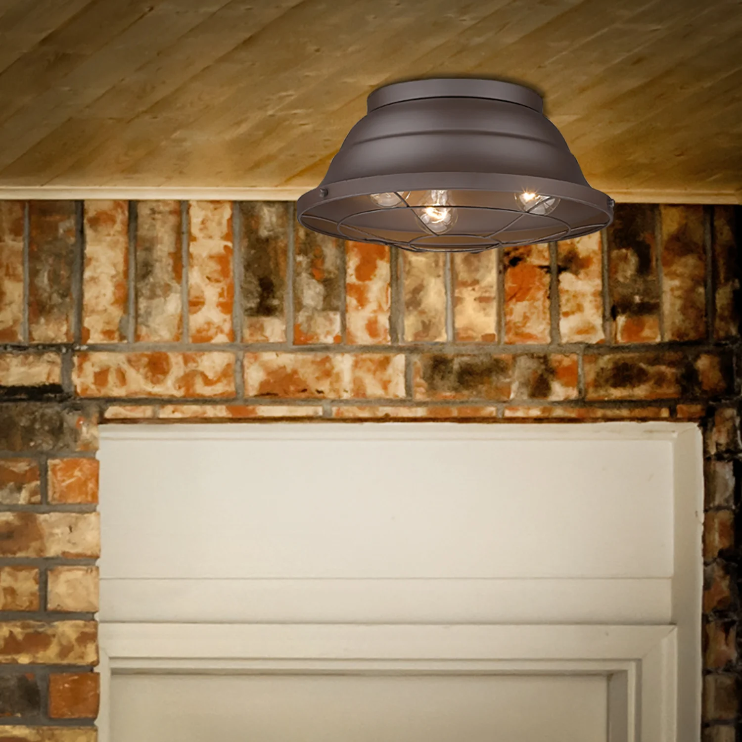 Bartlett 3-light Outdoor Ceiling in Textured Bronze - Image 5