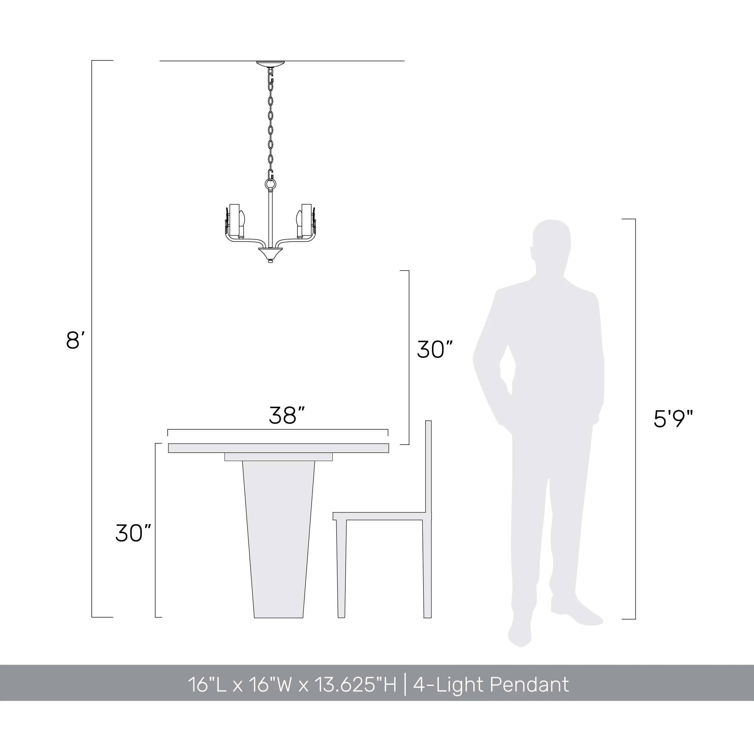 Bloem 4-light Pendant in White Gold - Image 13