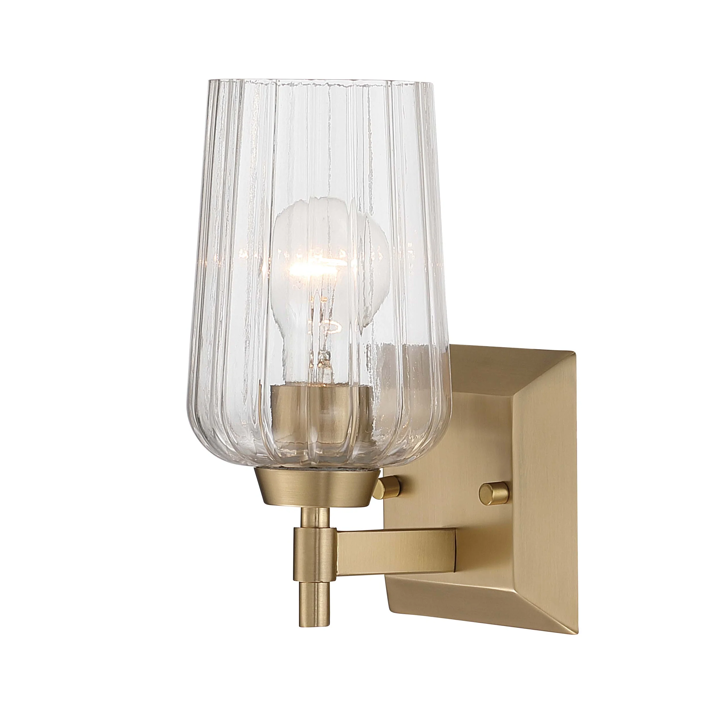 Brilia 1-light Wall Sconce Vanity in Brushed Champagne Brass with Fluted Glass