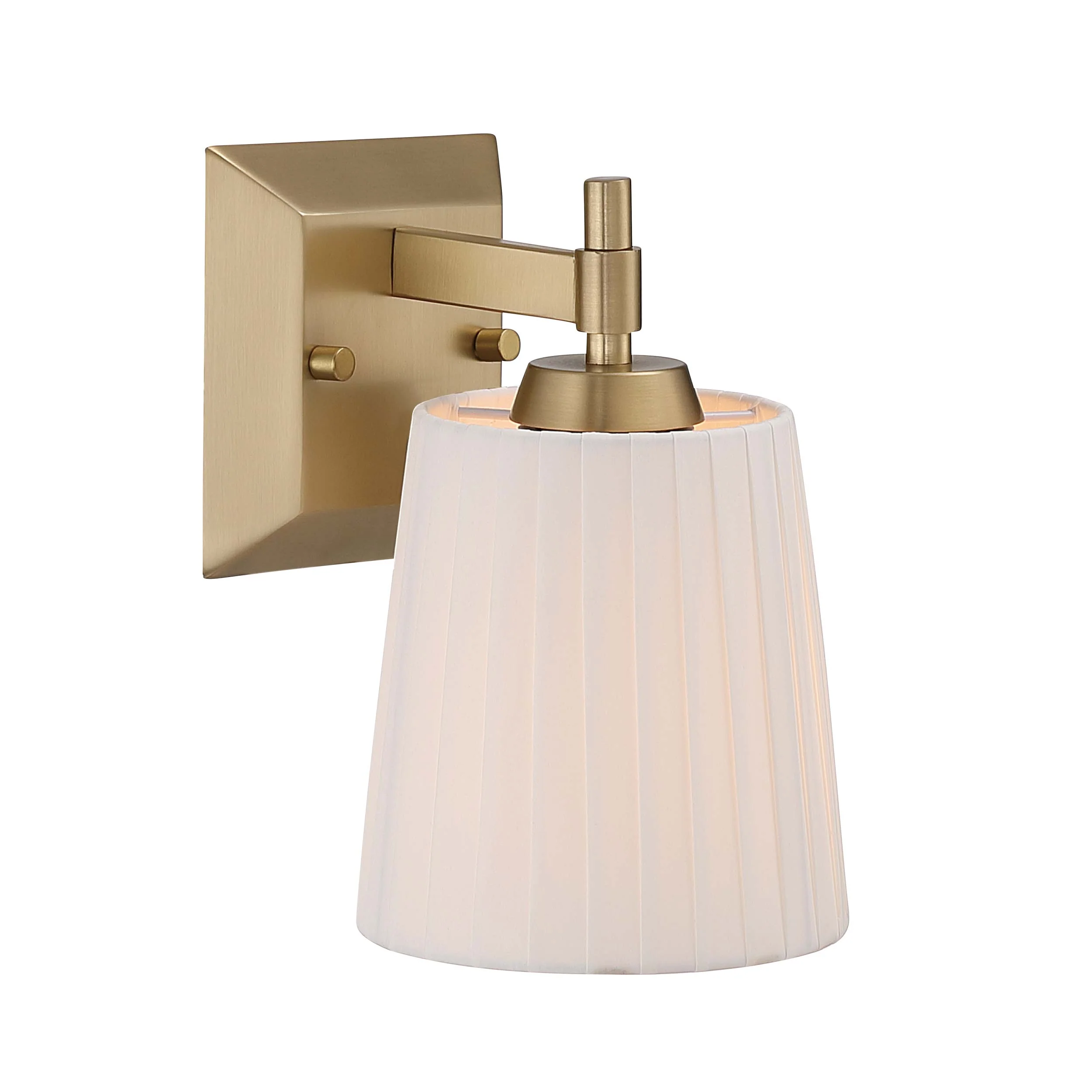 Brilia 1-light Wall Sconce Vanity in Brushed Champagne Brass with Pleated Shade - Image 6