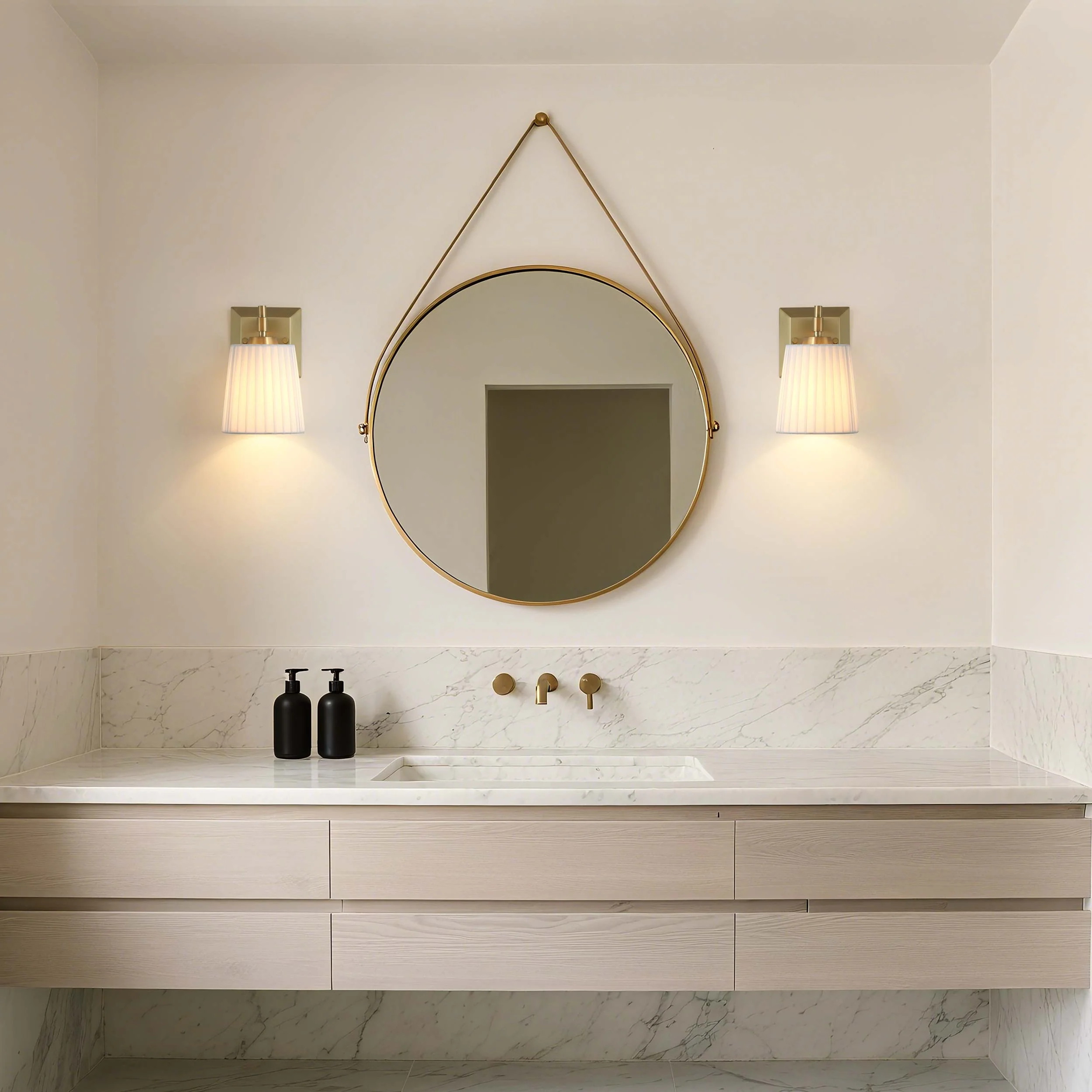 Brilia 1-light Wall Sconce Vanity in Brushed Champagne Brass with Pleated Shade - Image 8
