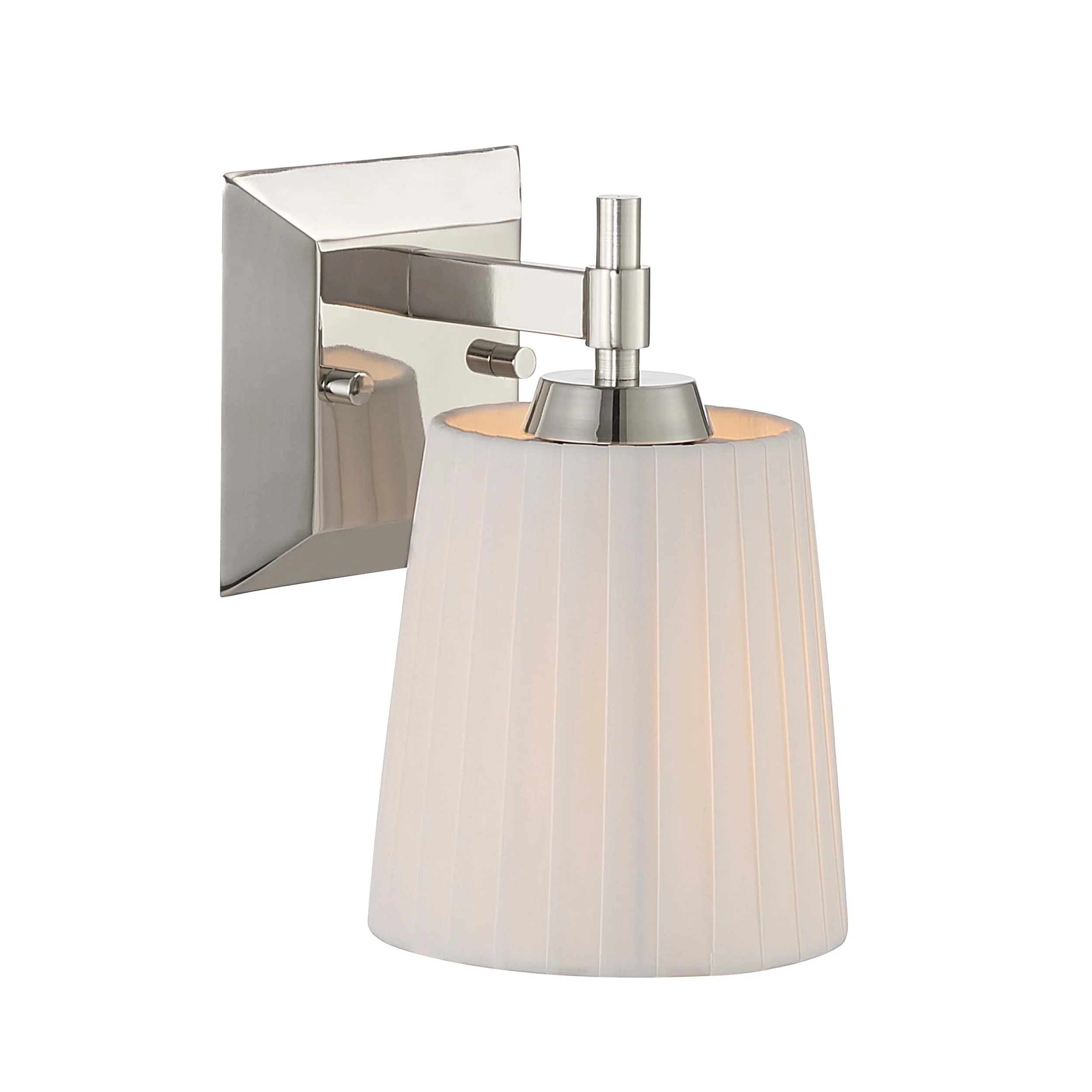 Brilia 1-light Wall Sconce Vanity in Polished Nickel with Pleated Shade - Image 6