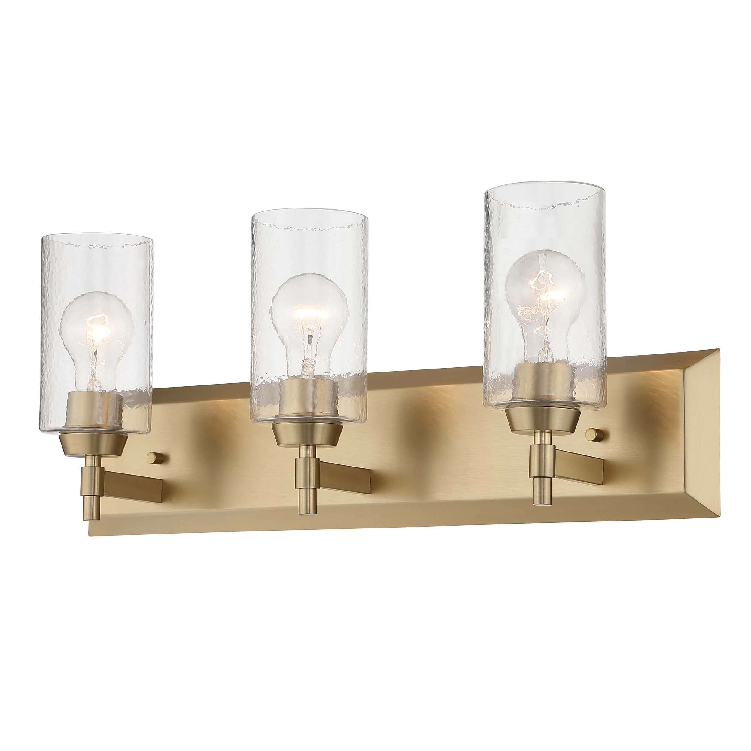 Brilia 3-light Vanity in Brushed Champagne Brass with Hammered Water Glass