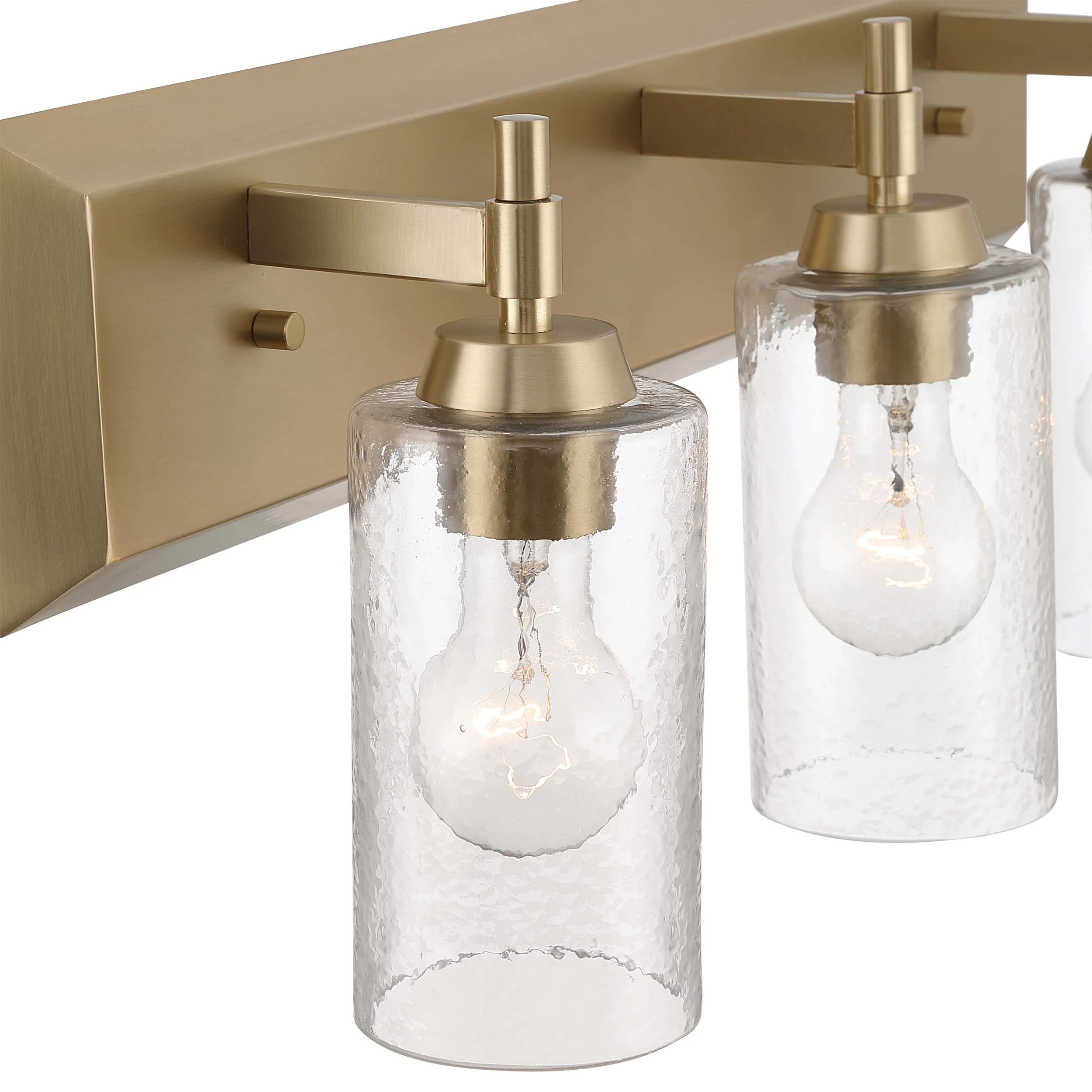 Brilia 3-light Vanity in Brushed Champagne Brass with Hammered Water Glass - Image 9