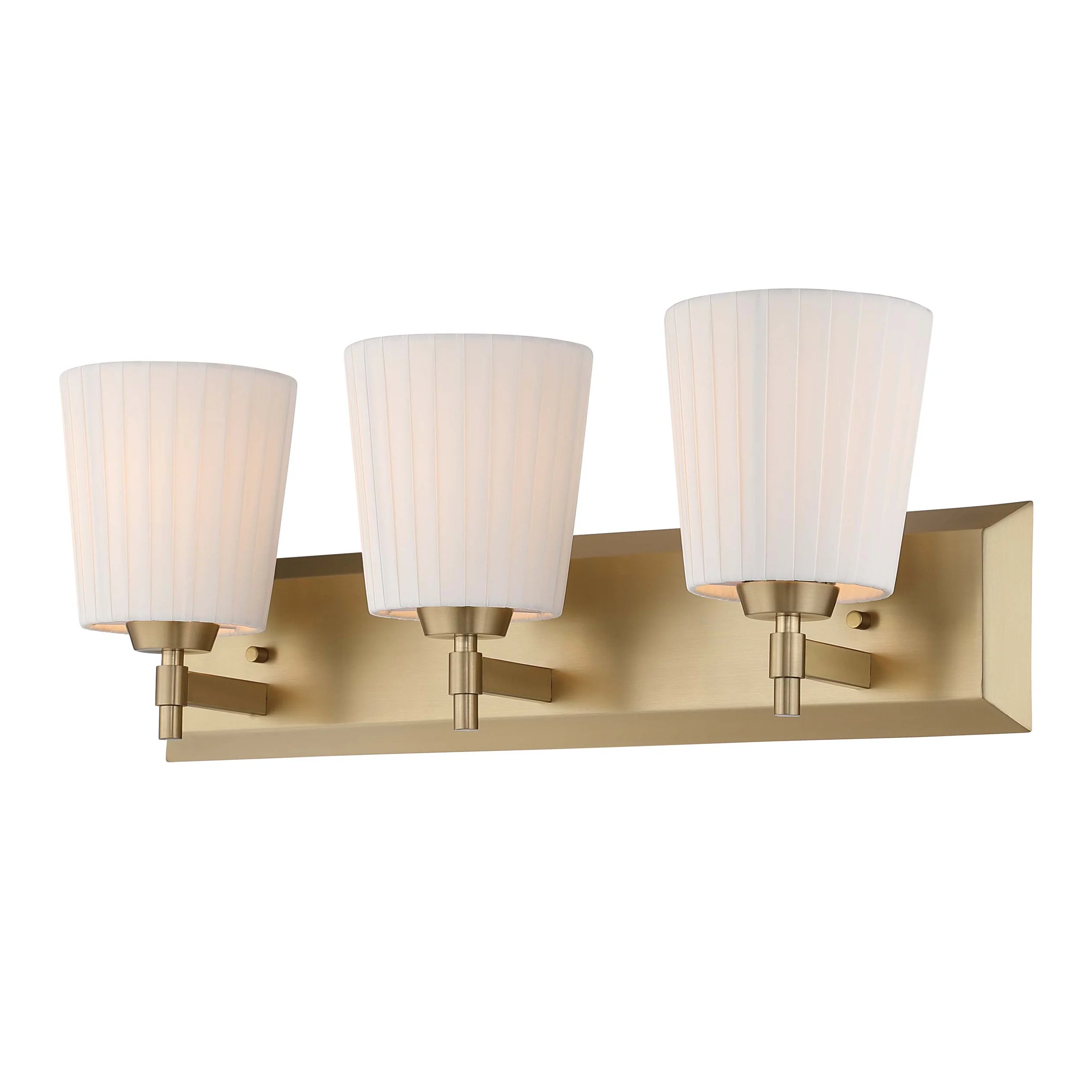 Brilia 3-light Vanity in Brushed Champagne Brass with Pleated Shade