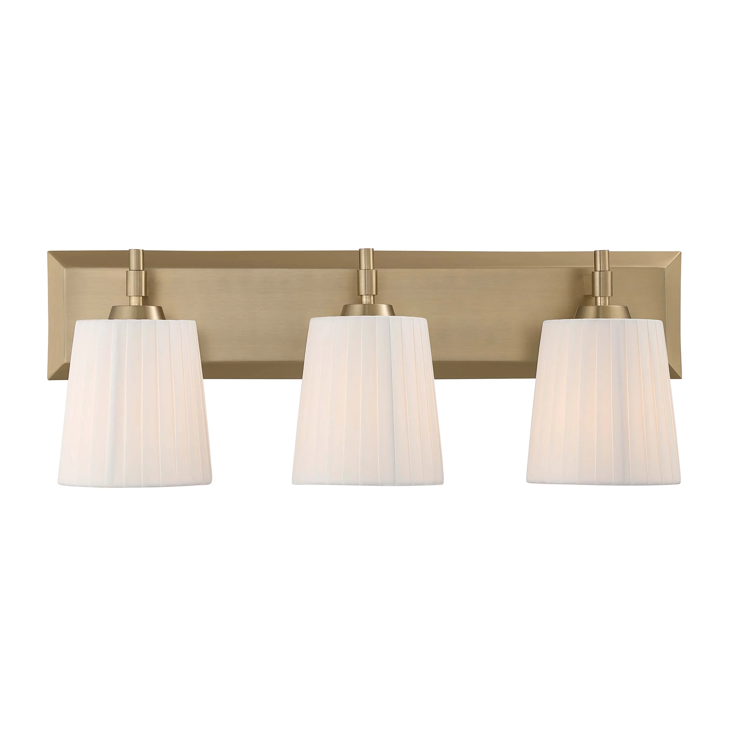 Brilia 3-light Vanity in Brushed Champagne Brass with Pleated Shade - Image 2