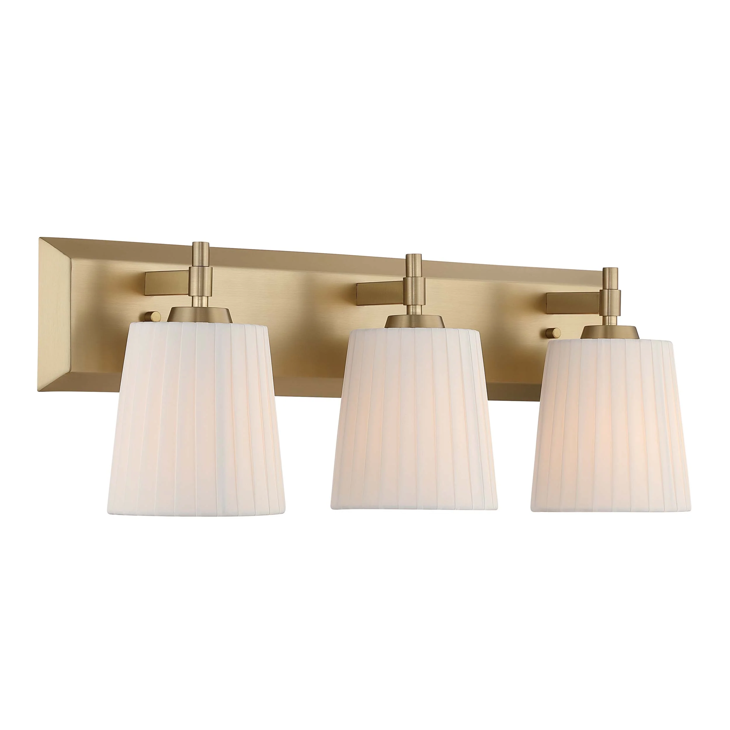 Brilia 3-light Vanity in Brushed Champagne Brass with Pleated Shade - Image 4