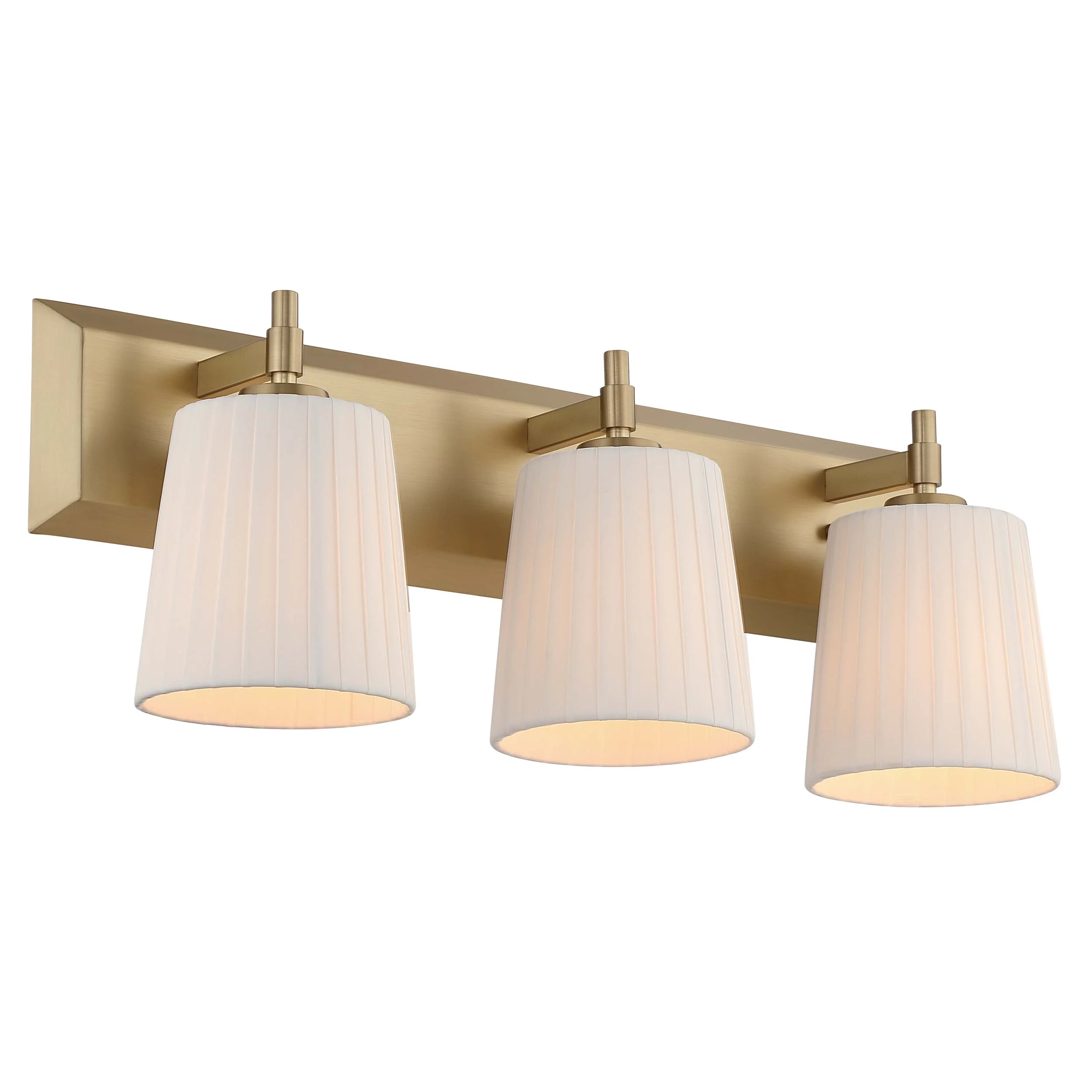 Brilia 3-light Vanity in Brushed Champagne Brass with Pleated Shade - Image 5