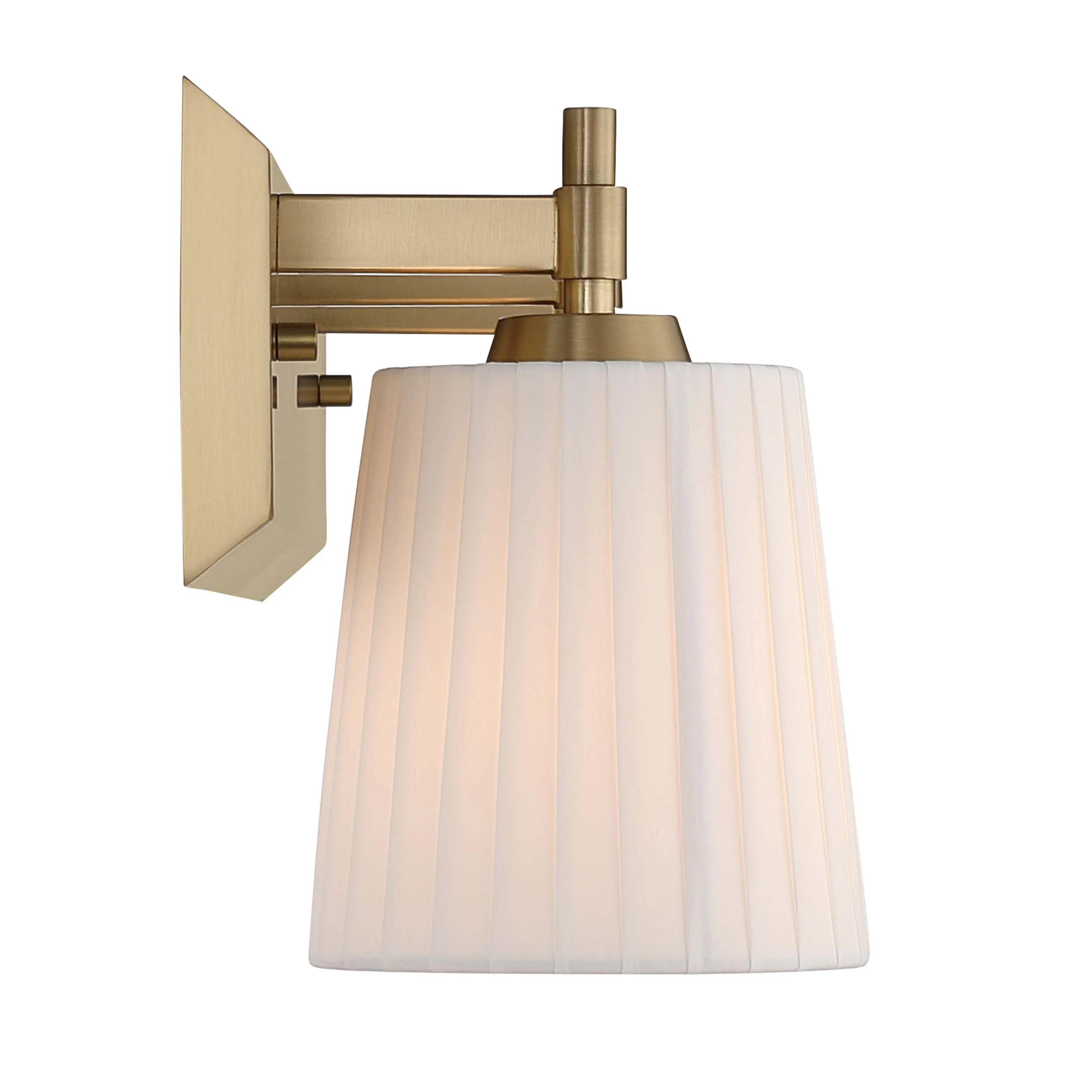 Brilia 3-light Vanity in Brushed Champagne Brass with Pleated Shade - Image 6