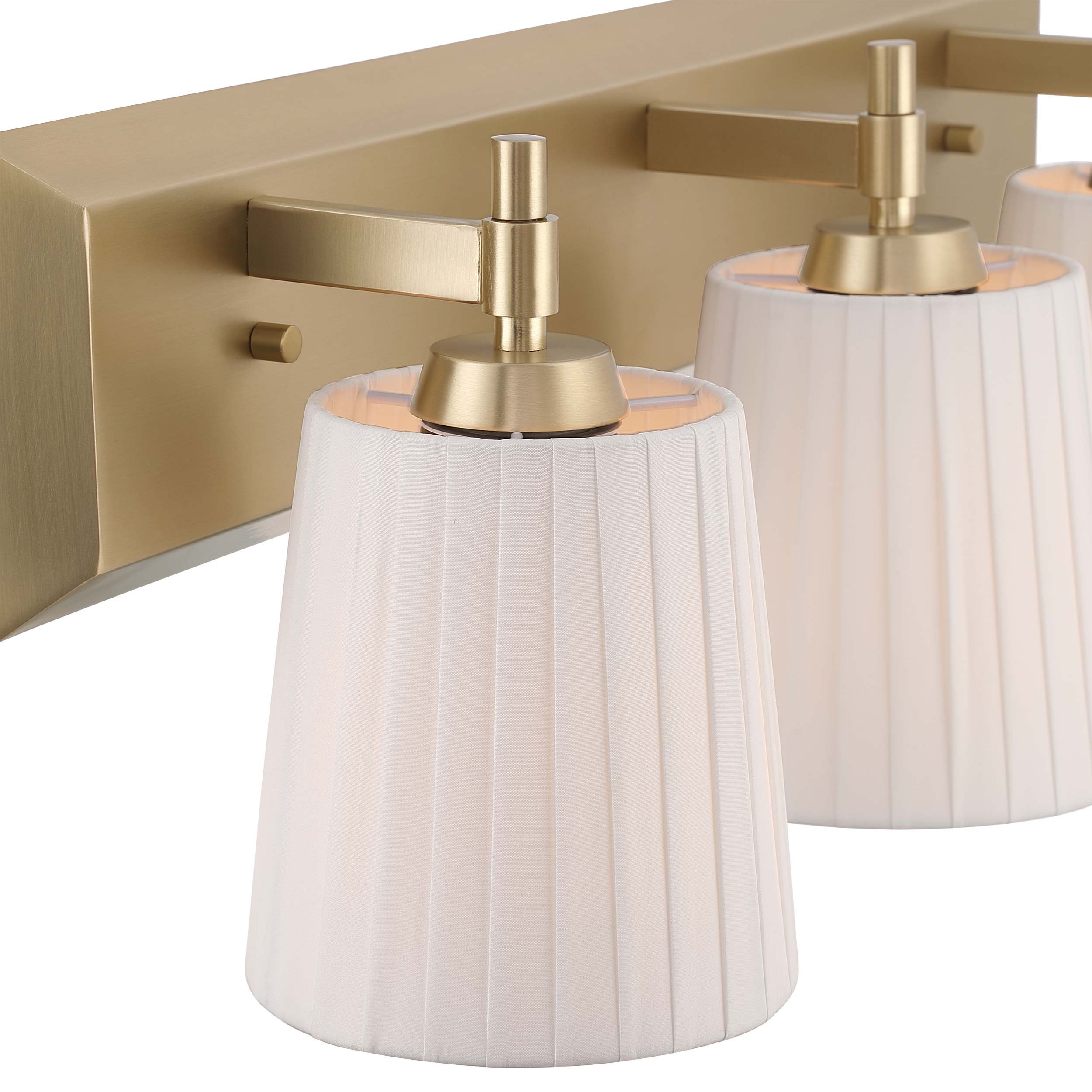Brilia 3-light Vanity in Brushed Champagne Brass with Pleated Shade - Image 9