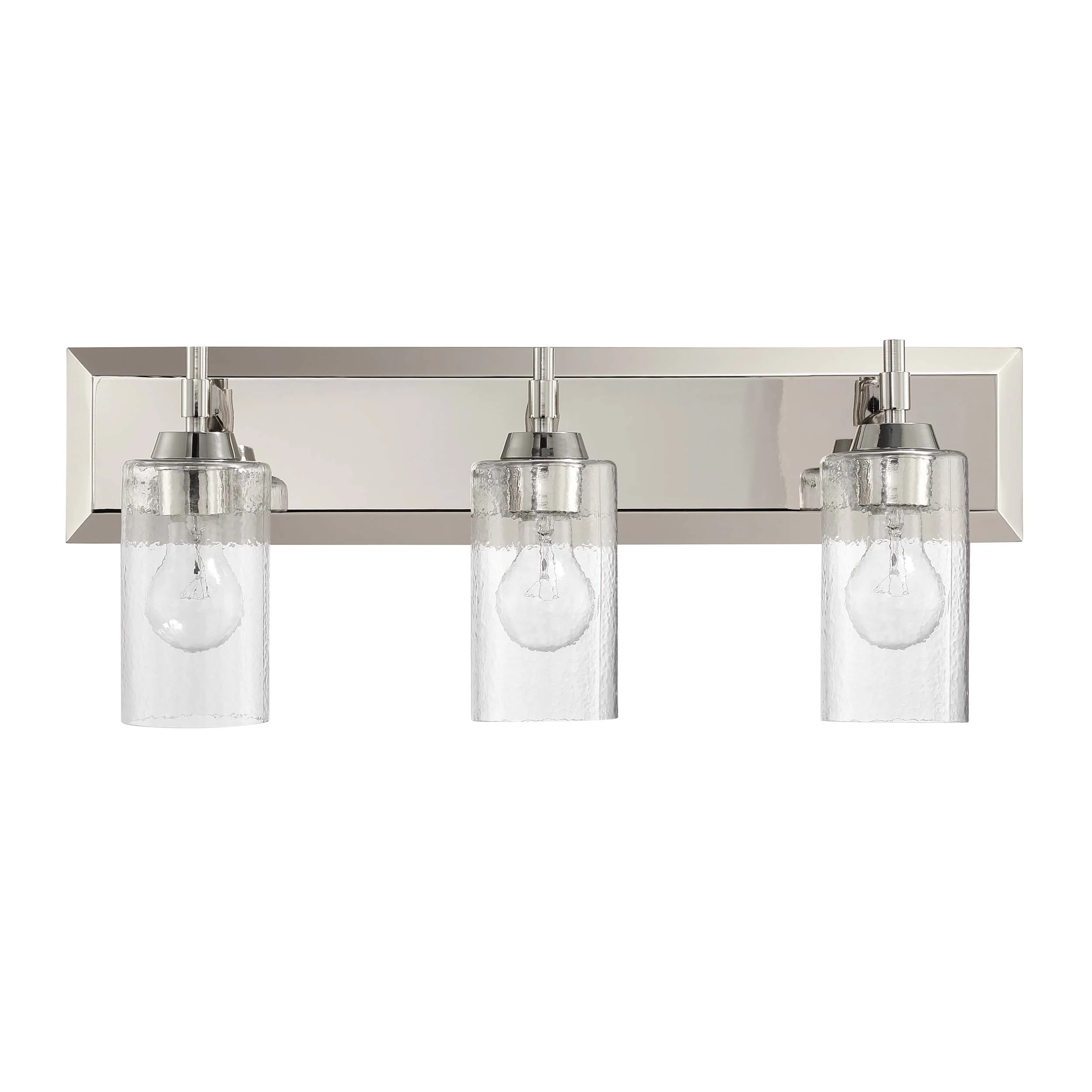 Brilia 3-light Vanity in Polished Nickel with Hammered Water Glass - Image 3