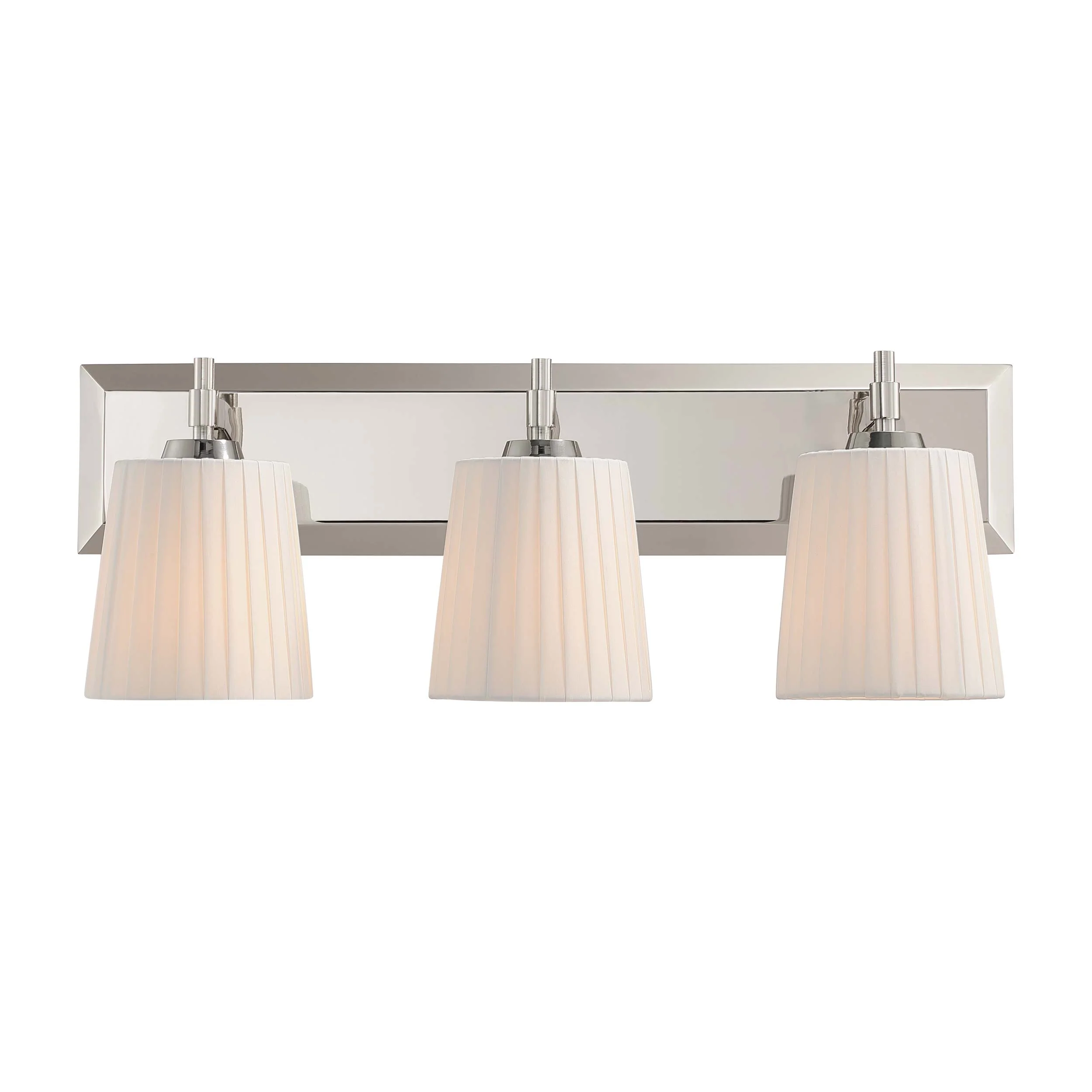 Brilia 3-light Vanity in Polished Nickel with Pleated Shade - Image 2