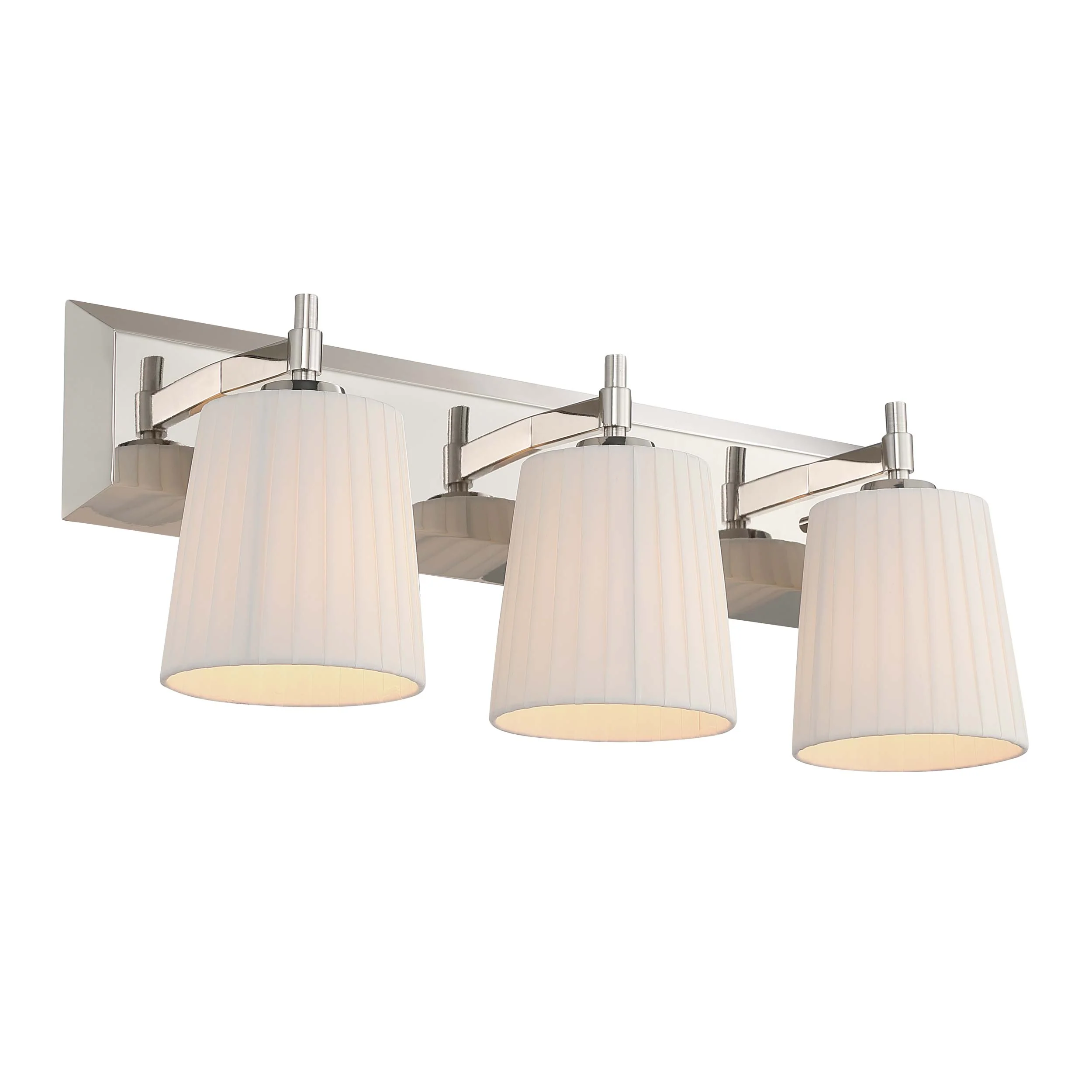Brilia 3-light Vanity in Polished Nickel with Pleated Shade - Image 5