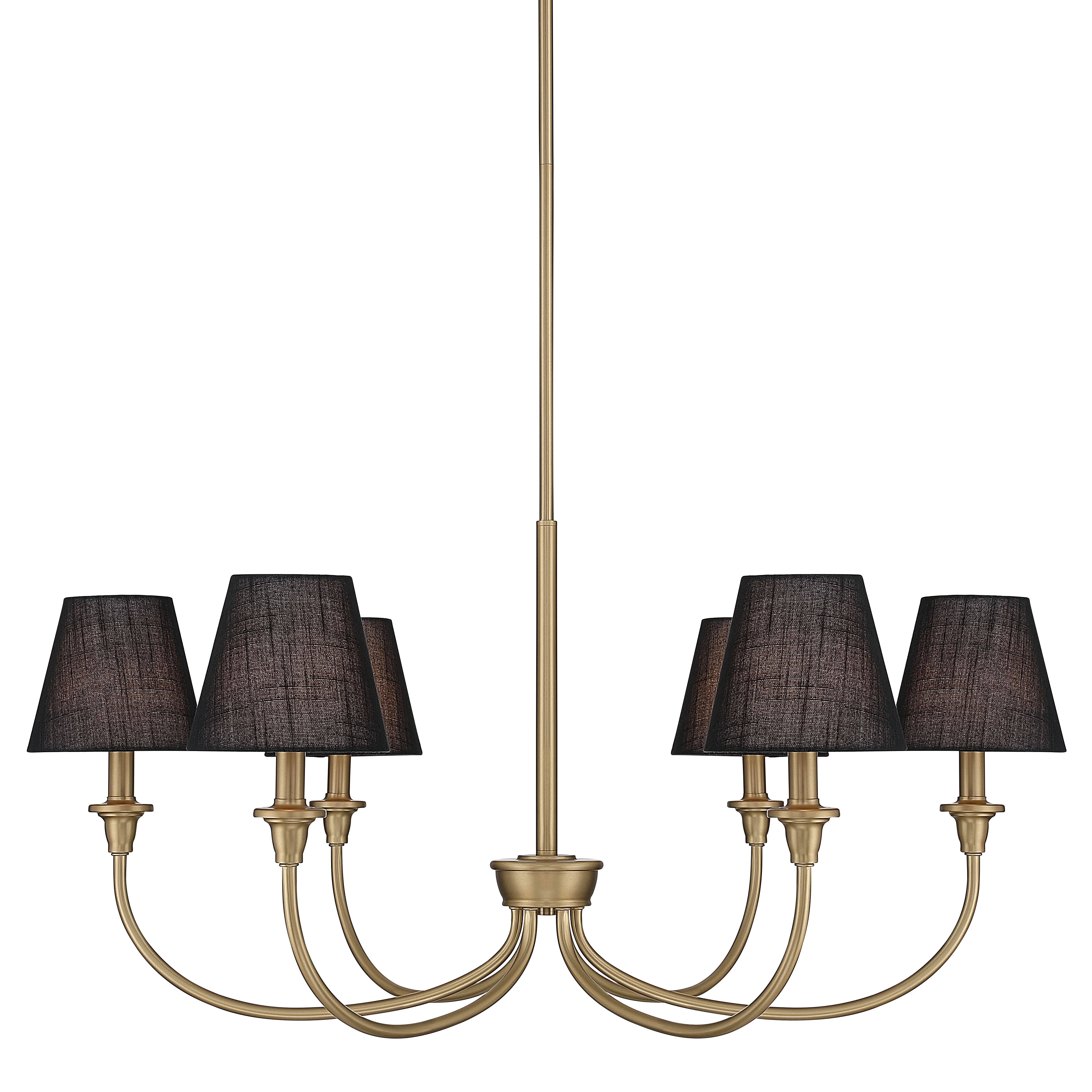 Cambria 6-Light Chandelier in Brushed Champagne Brass with Black Shades
