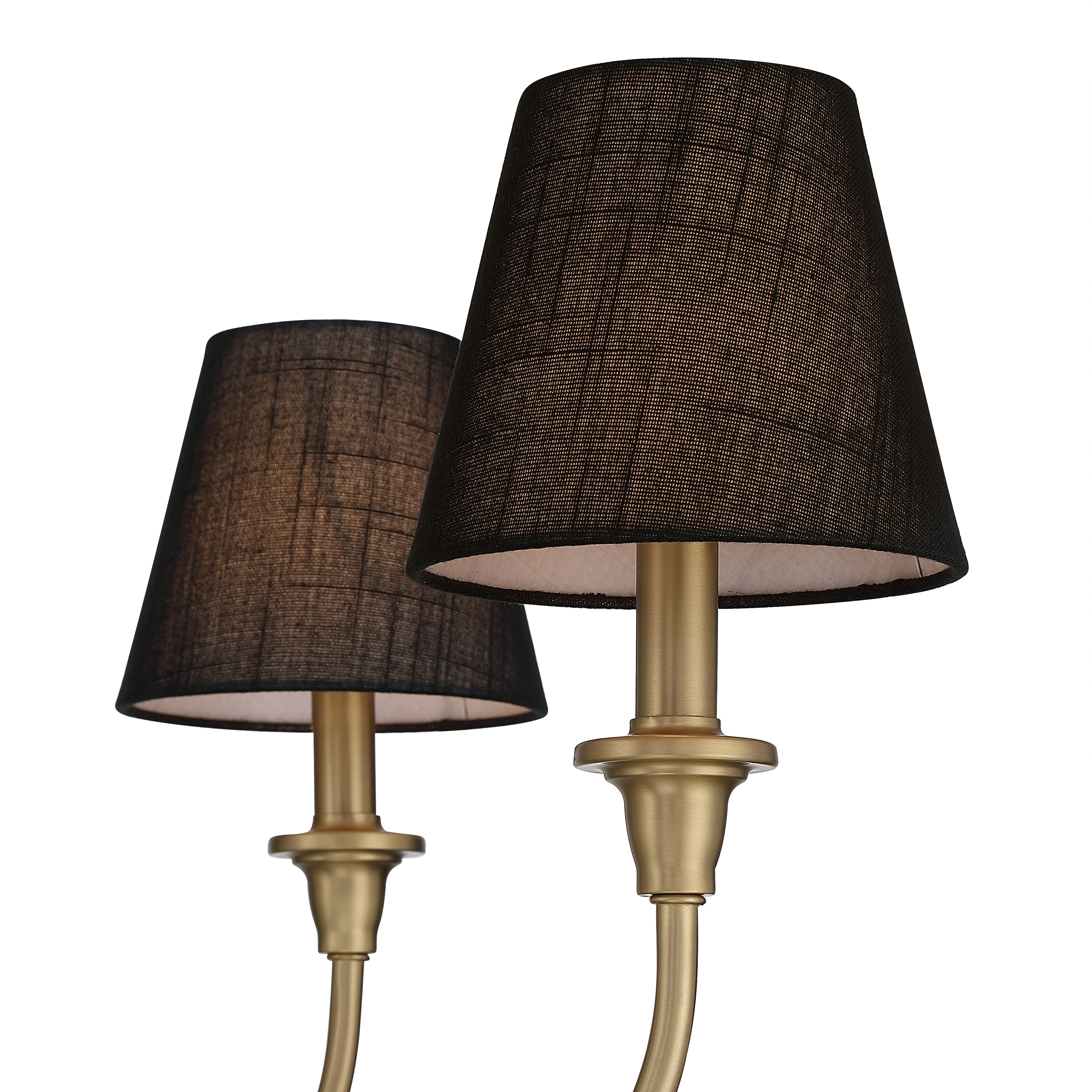 Cambria 6-Light Chandelier in Brushed Champagne Brass with Black Shades - Image 6