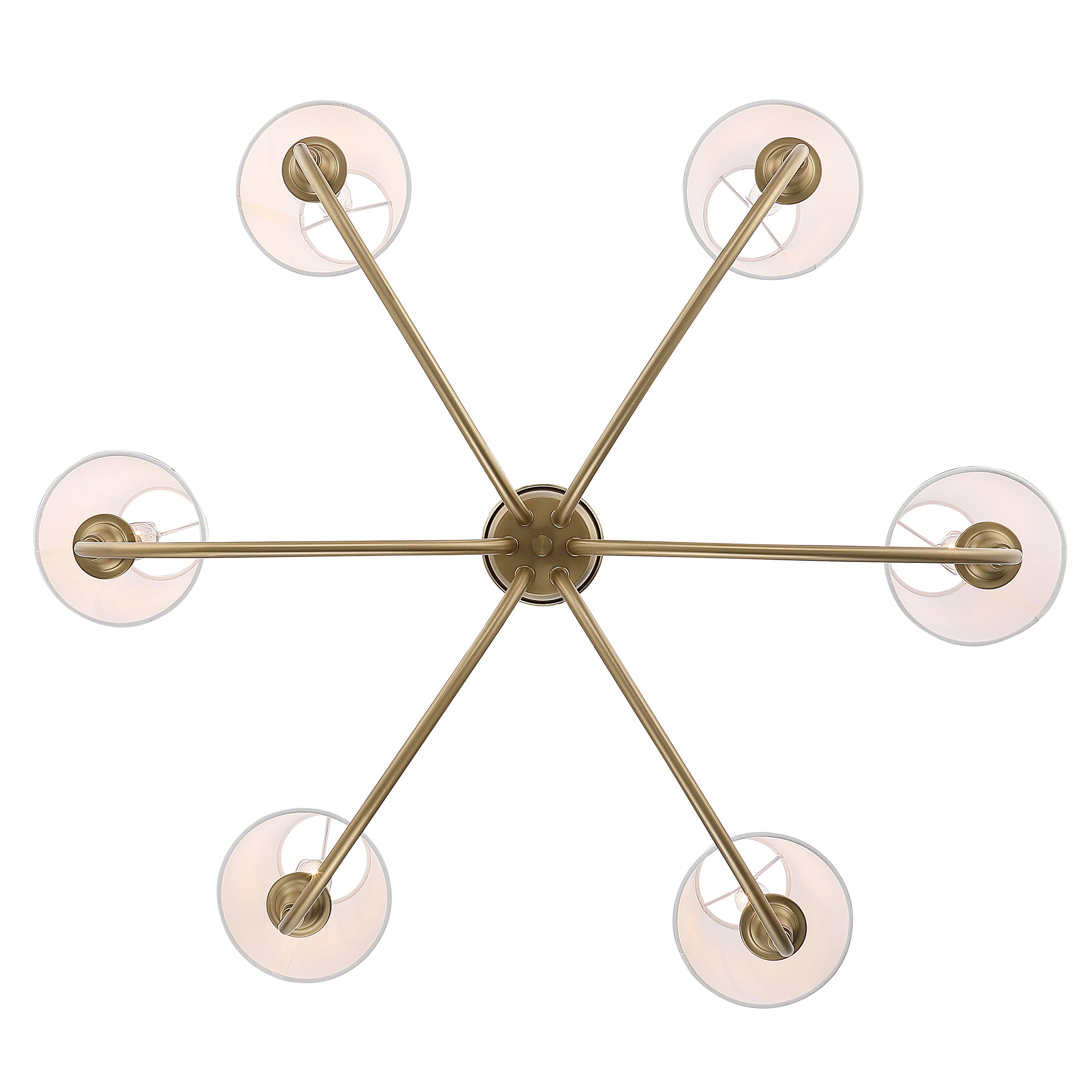 Cambria 6-Light Chandelier in Brushed Champagne Brass with White Shades - Image 5