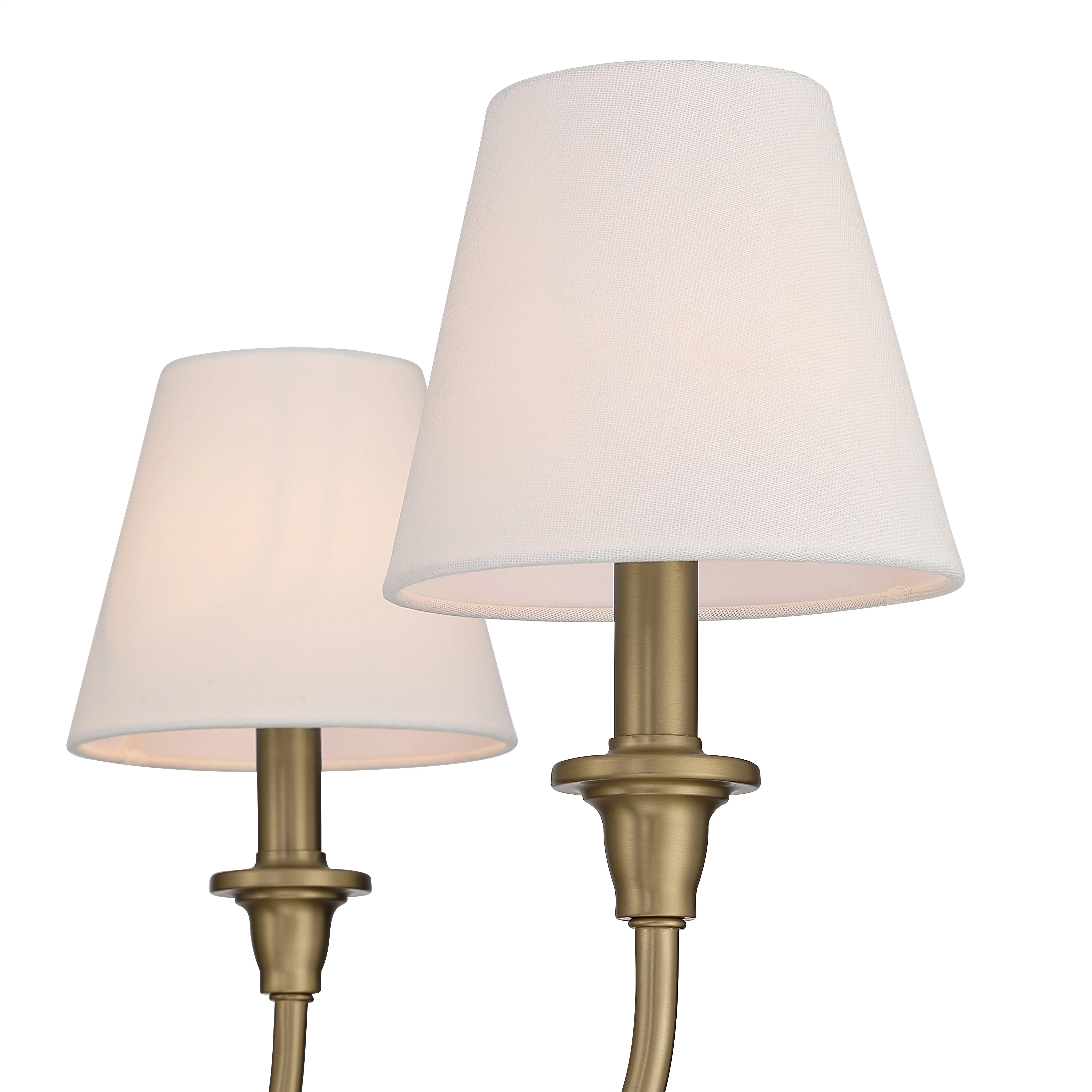 Cambria 6-Light Chandelier in Brushed Champagne Brass with White Shades - Image 6