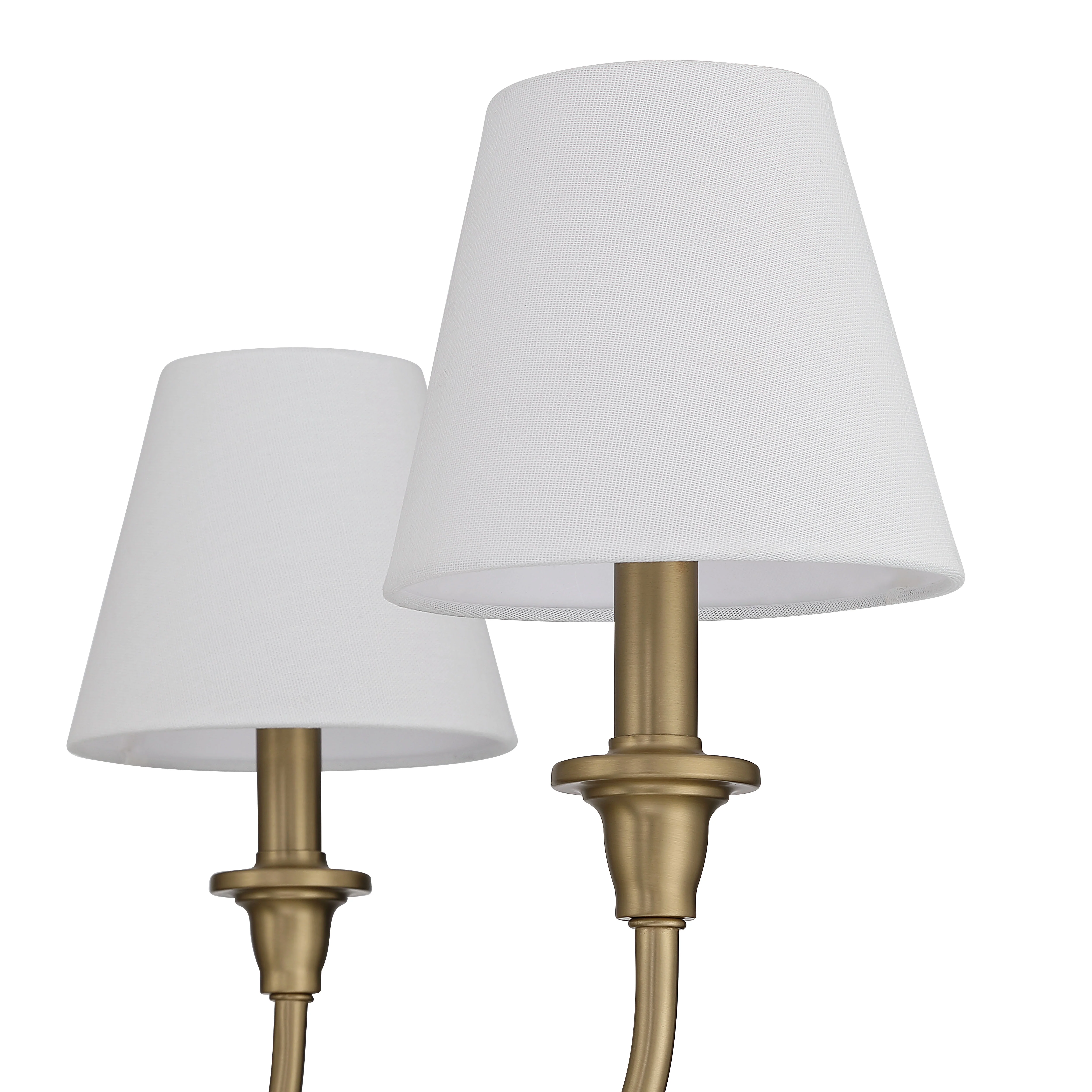 Cambria 6-Light Chandelier in Brushed Champagne Brass with White Shades - Image 7