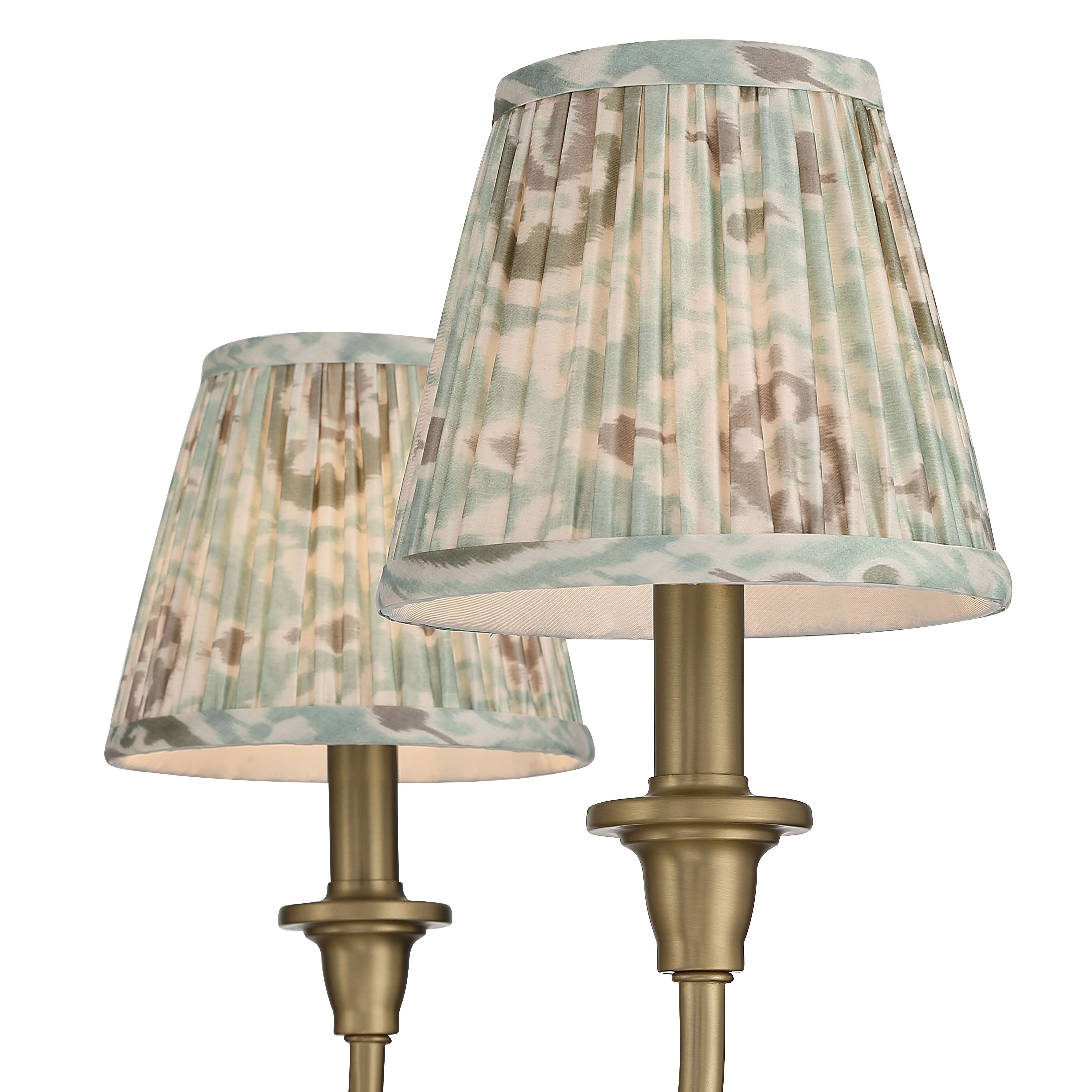 Cambria 6-Light Chandelier in Brushed Champagne Brass & Aqua Verde Shades - Image 5