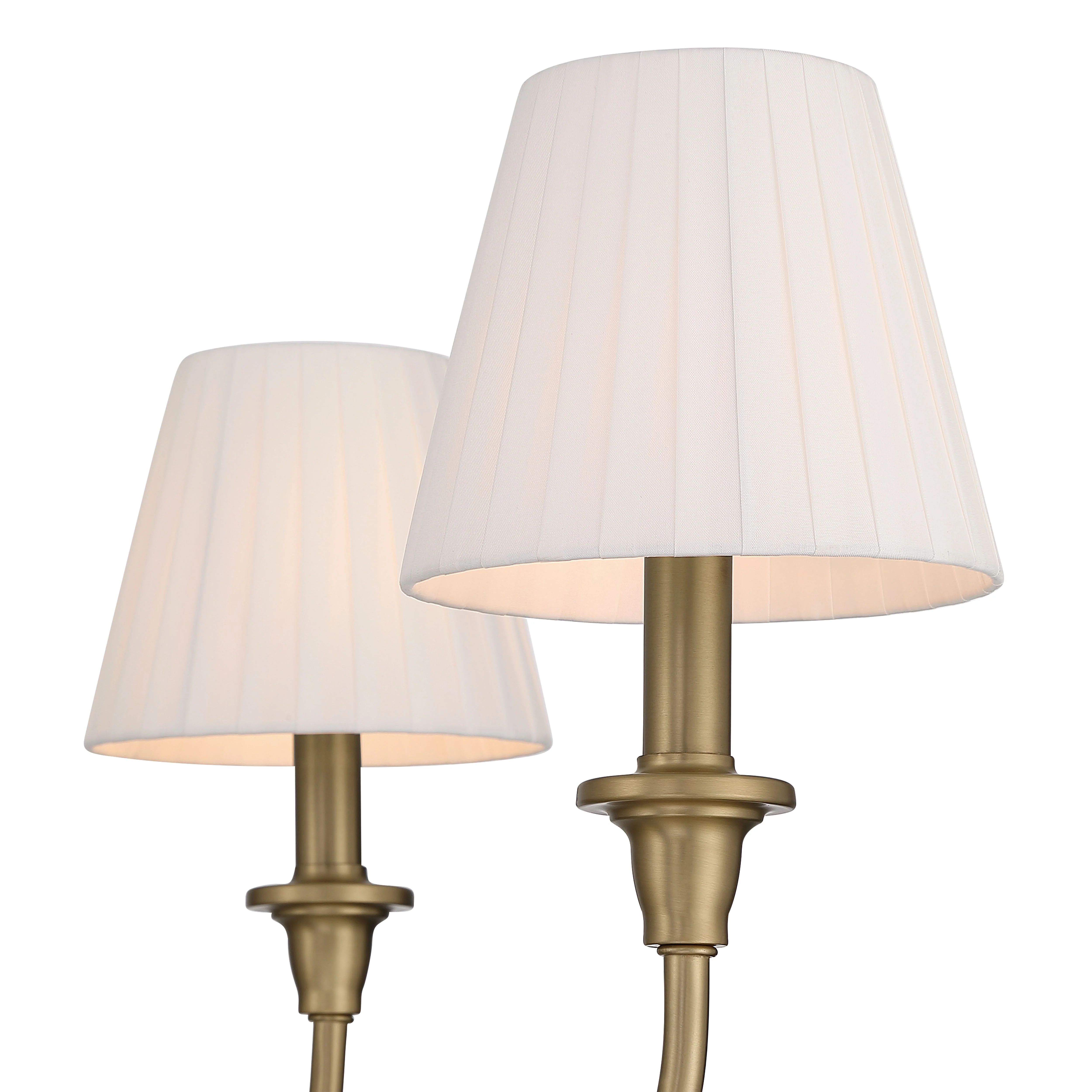 Cambria 6-Light Chandelier in Brushed Champagne Brass & White Pleated Shades - Image 5