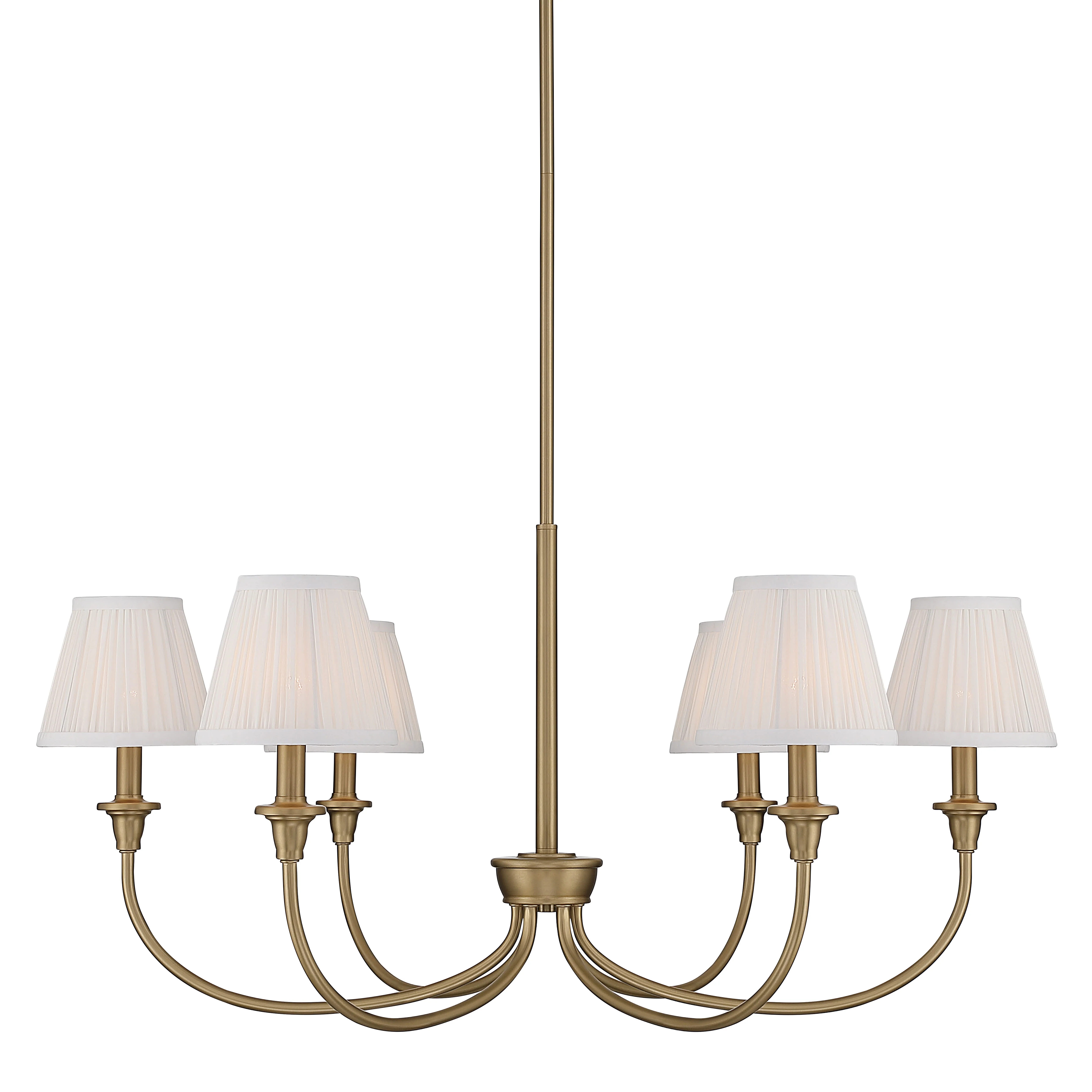 Cambria 6-Light Chandelier in Brushed Champagne Brass & Gathered White Shade