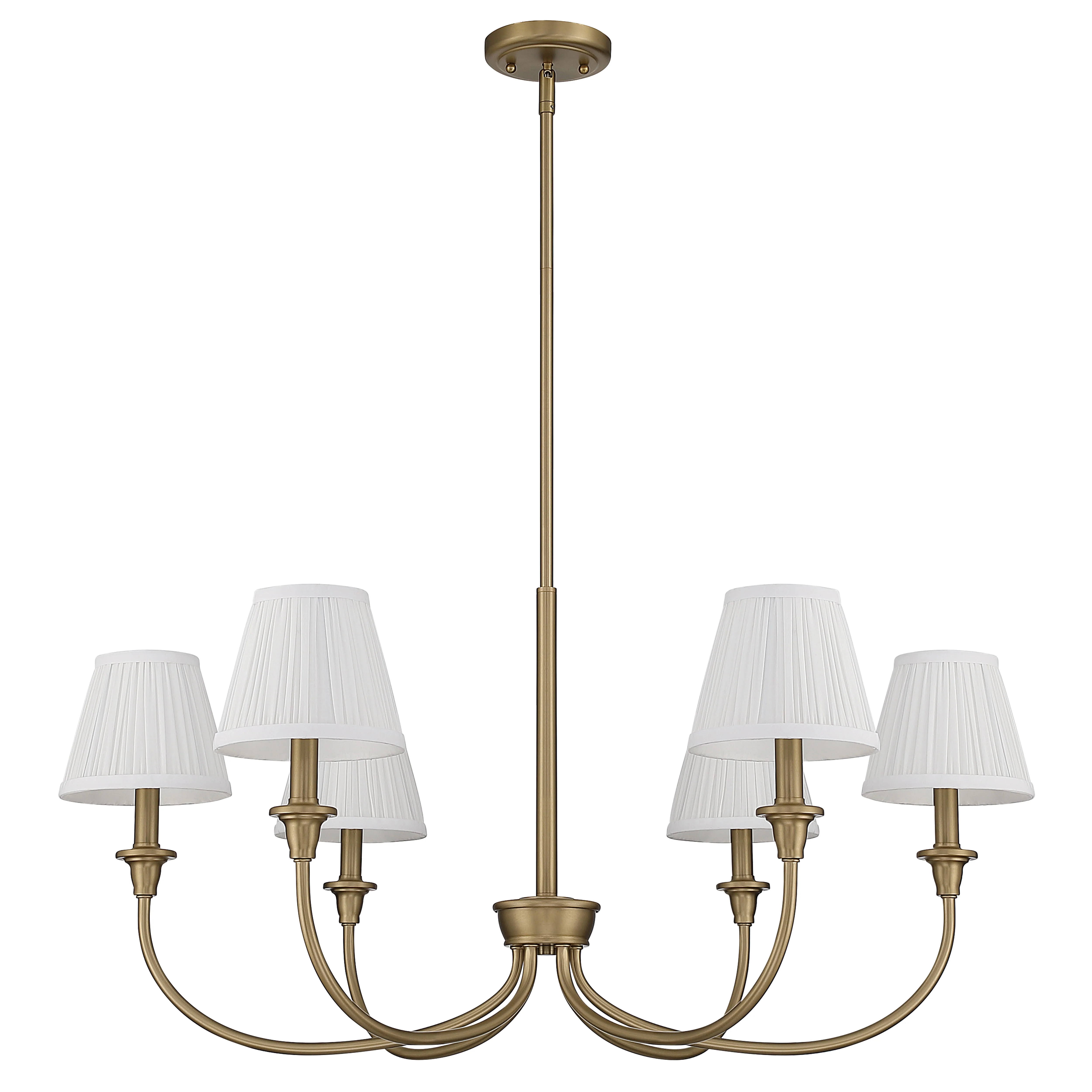 Cambria 6-Light Chandelier in Brushed Champagne Brass & Gathered White Shade - Image 2
