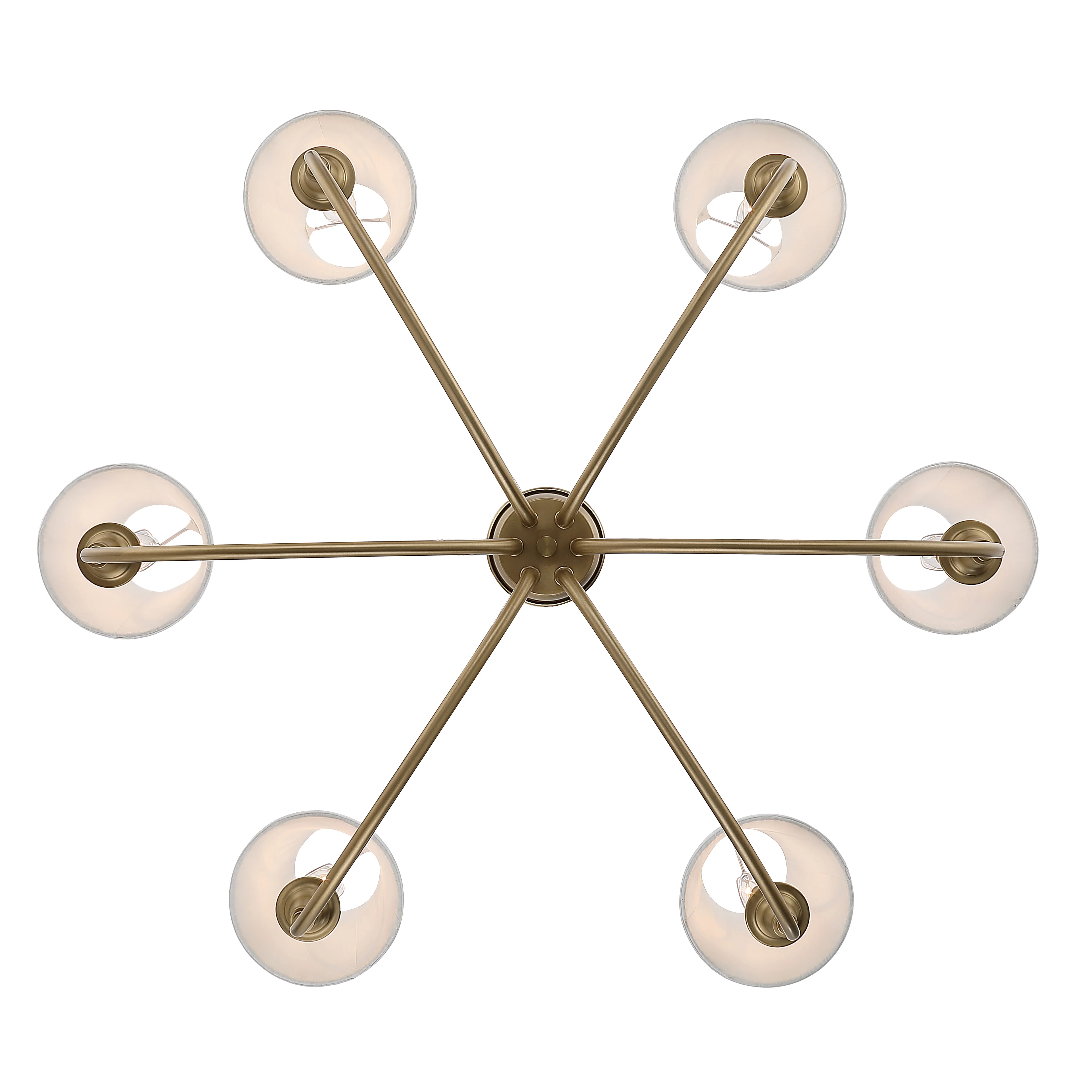 Cambria 6-Light Chandelier in Brushed Champagne Brass & Gathered White Shade - Image 5